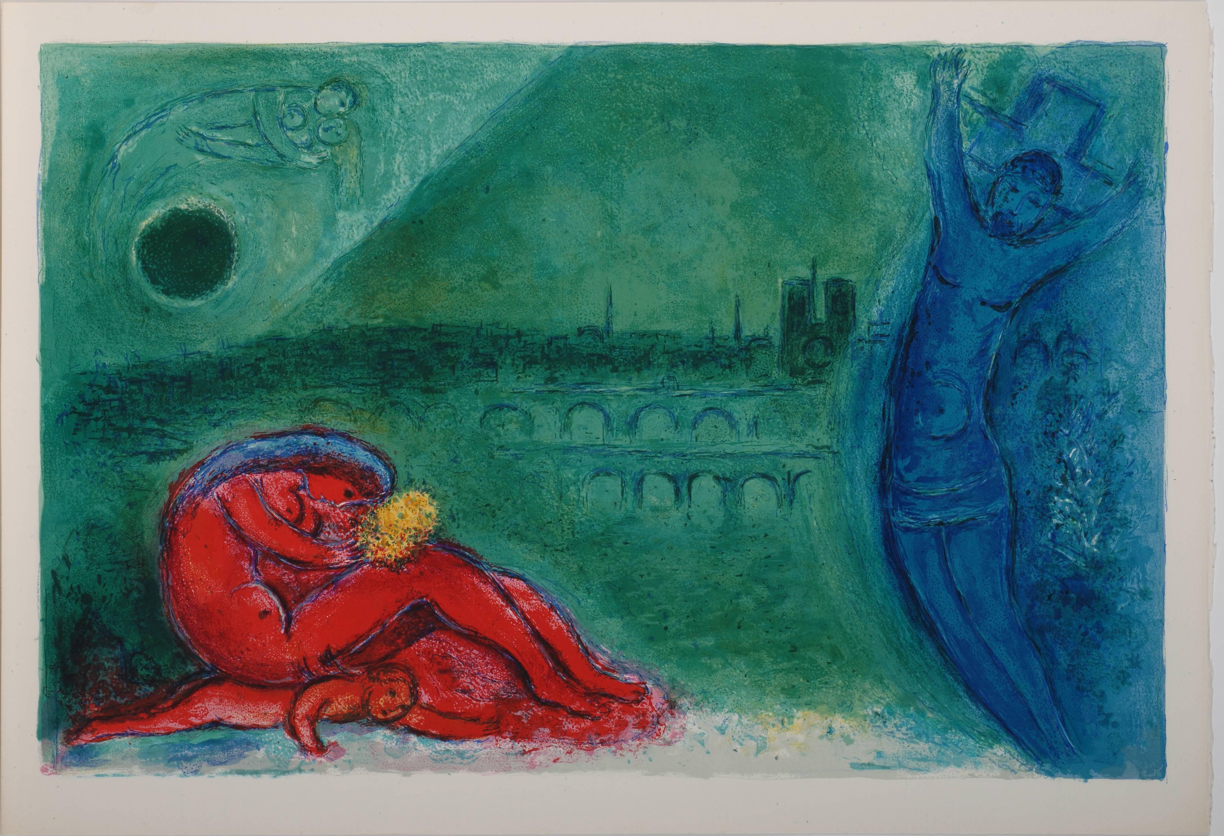 Marc Chagall Figurative Print - Quai de la Tournelle, Regards sur Paris
