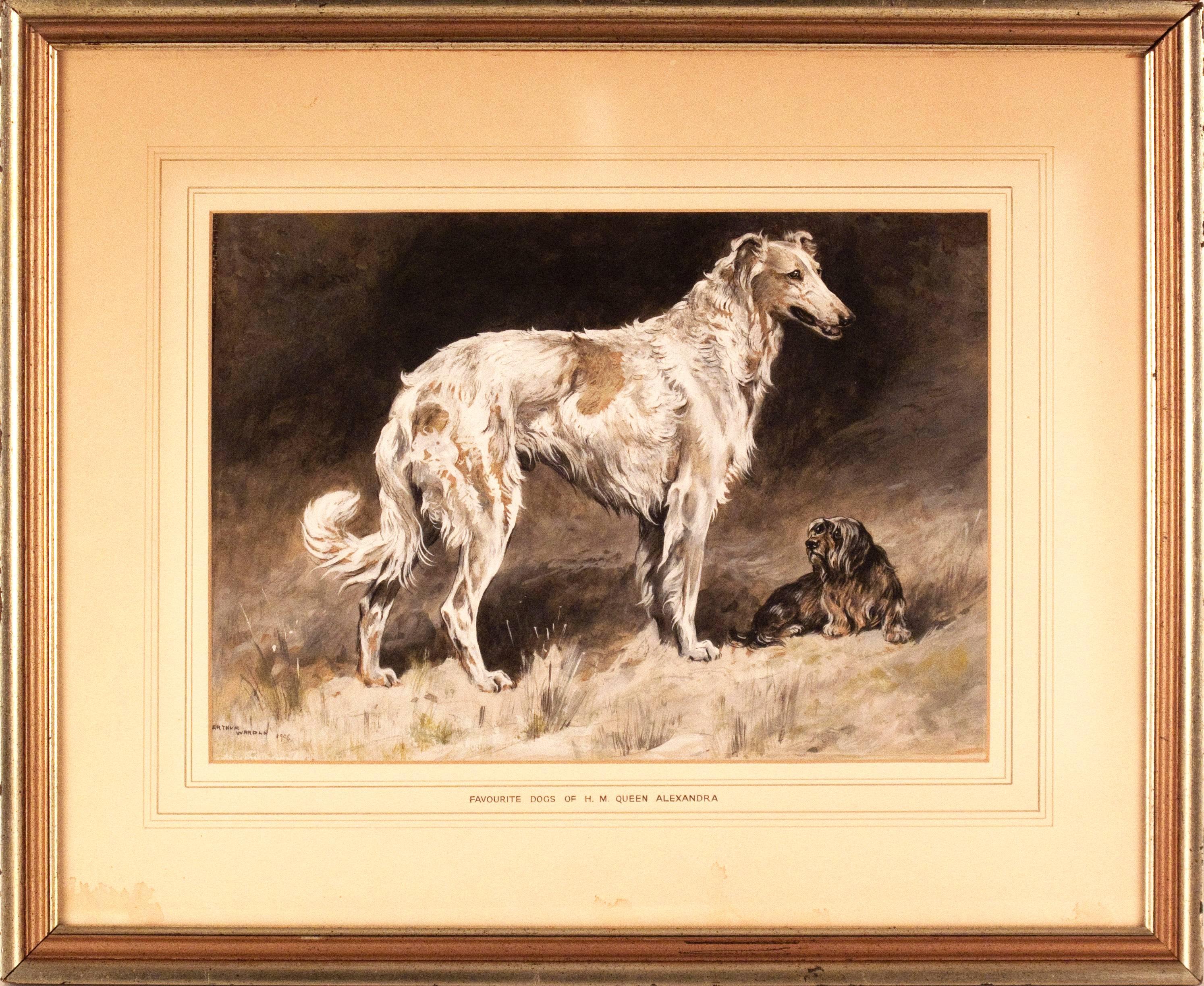 Arthur Wardle Animal Painting - Borzoi and Skye Terrier, 1906