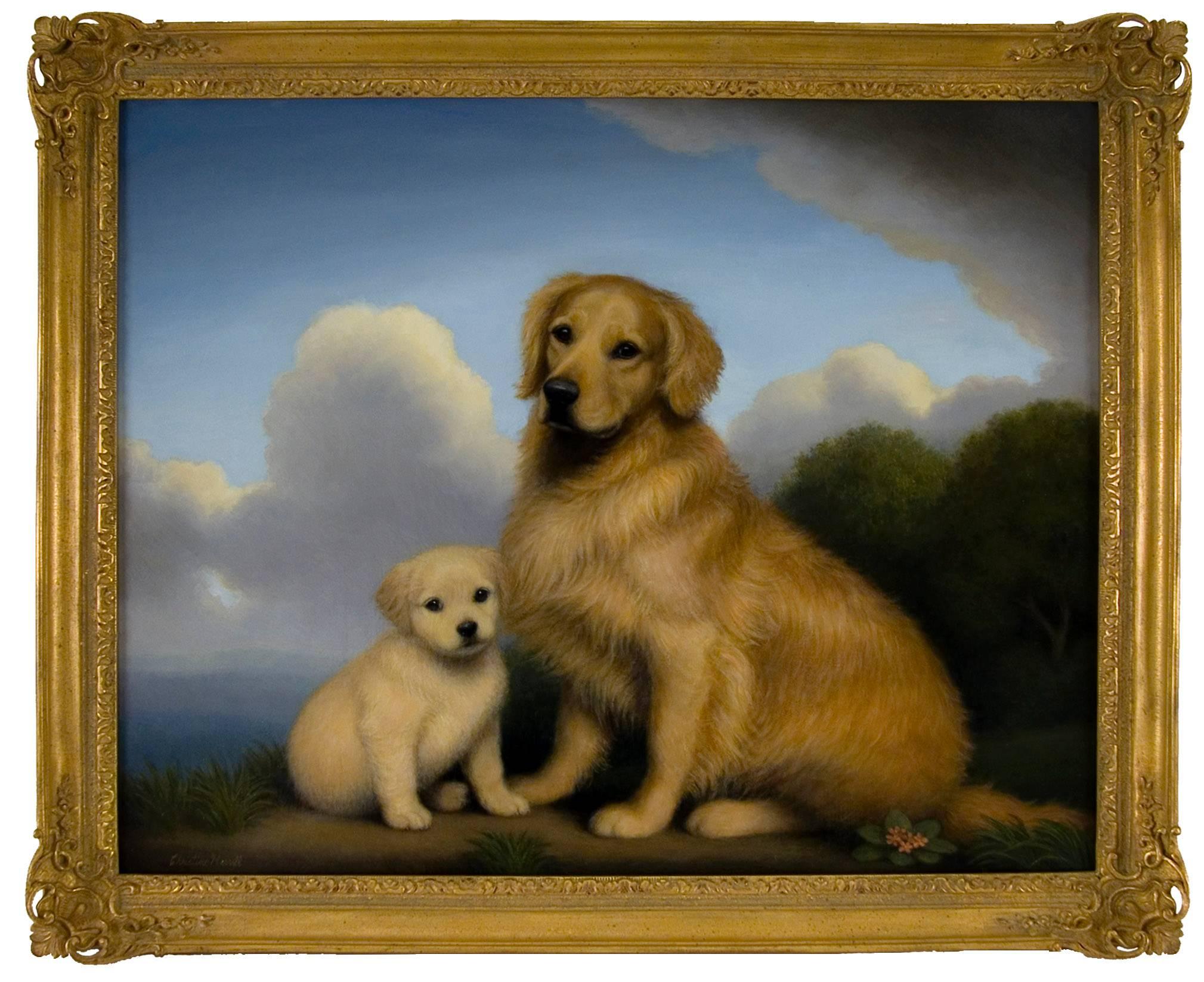 Christine Merrill Animal Painting - Golden Retriever Mother and Puppy, 2005 