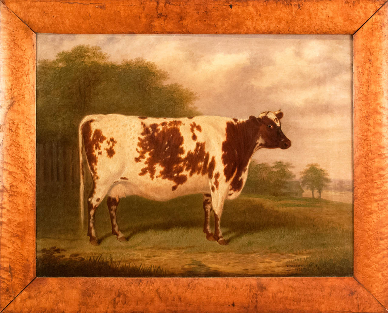 E. Brown Animal Painting - Cow in a Landscape, 1874