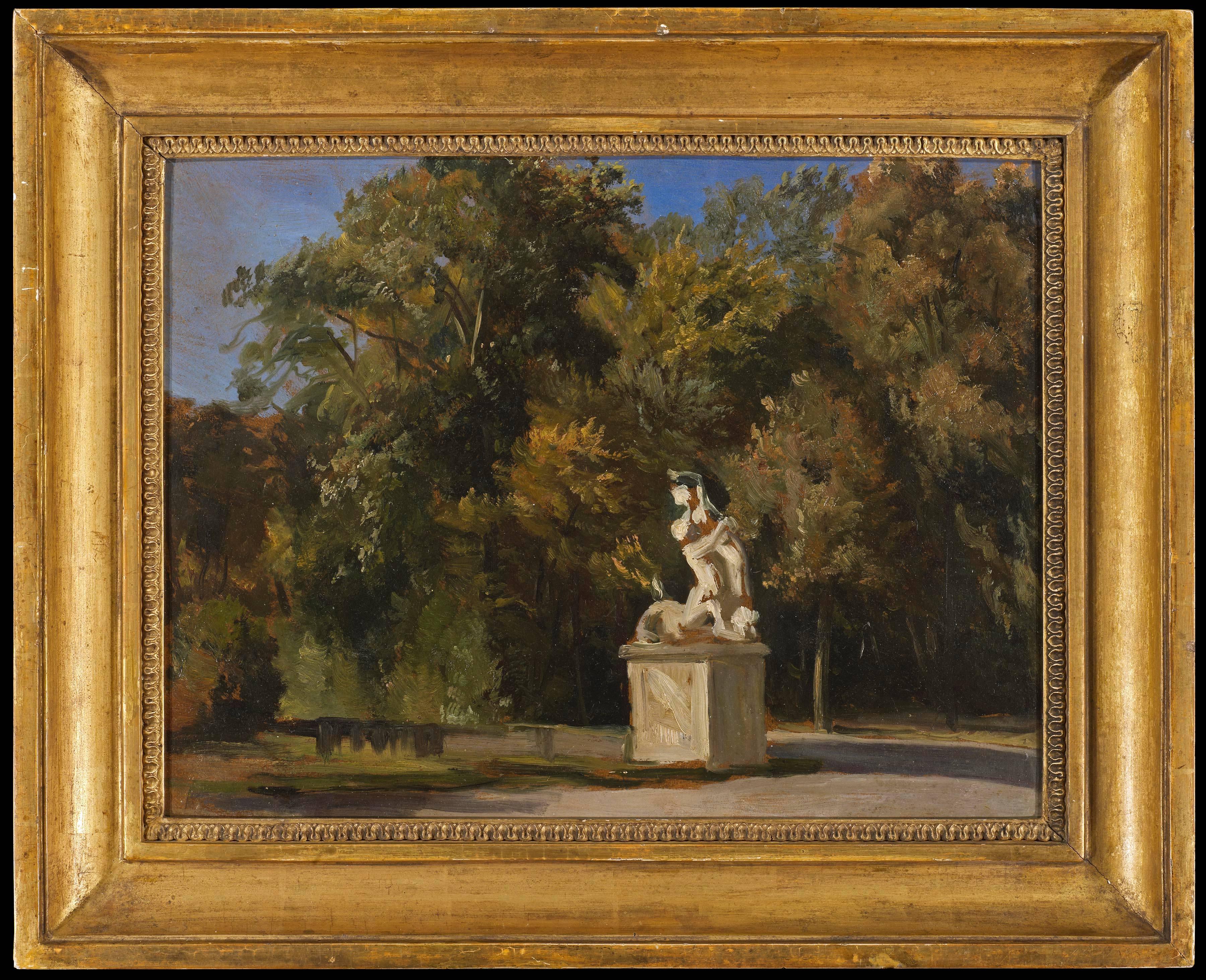 Christian Friedrich Gille Landscape Painting - The marble sculpture of Nessus and Dejanira in the Great Park, Dresden
