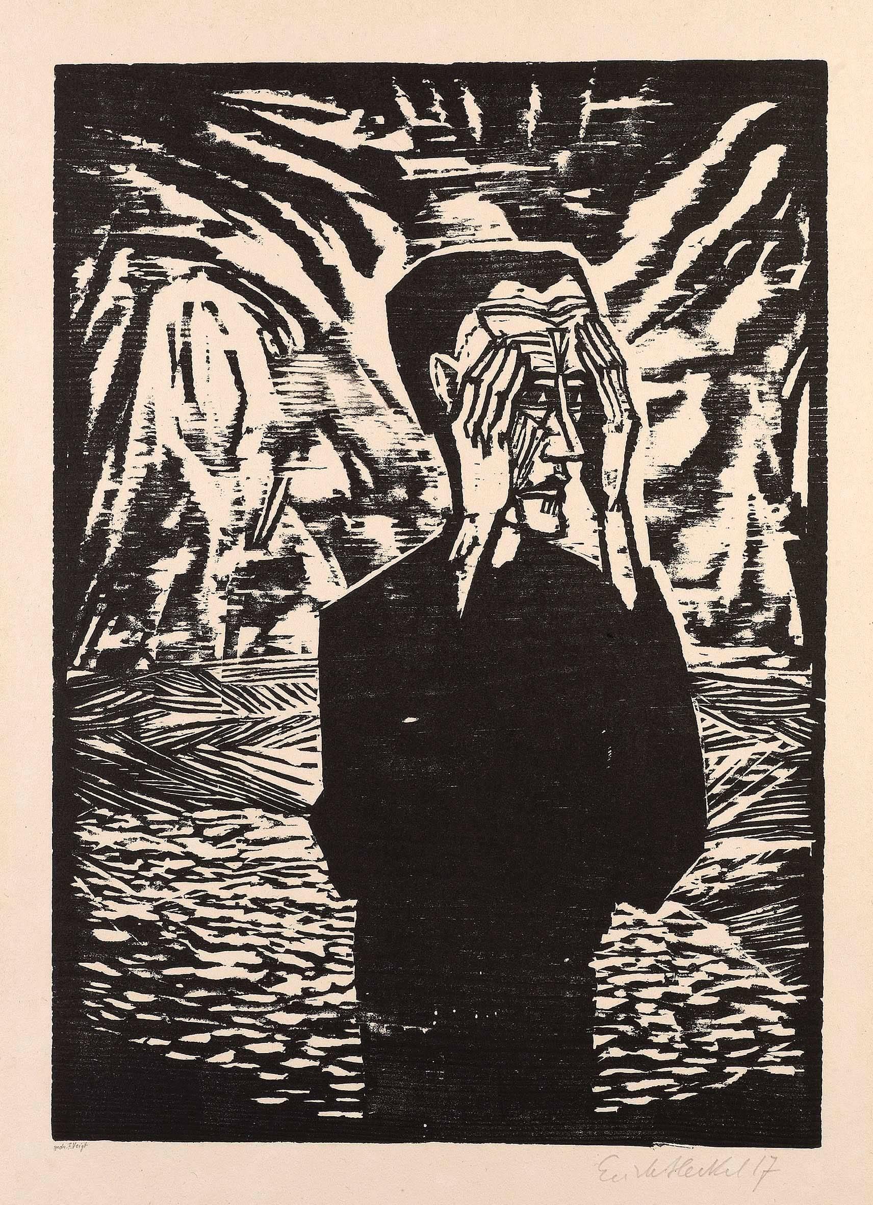 Erich Heckel Figurative Print - Mann in der Ebene (Man on the plain)