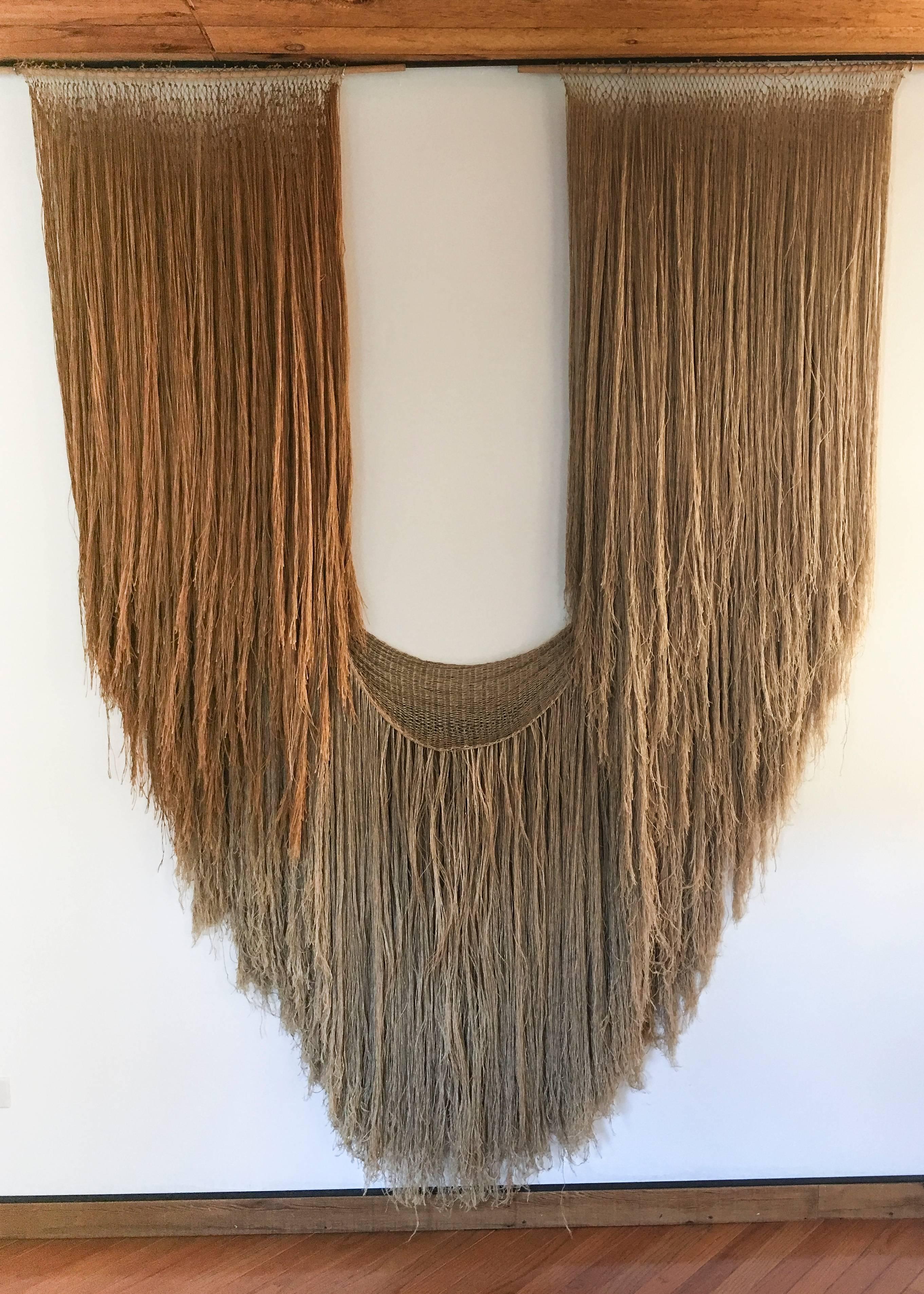 Unknown Linen Art Wall Hung Tapestry Sculpture at 1stDibs