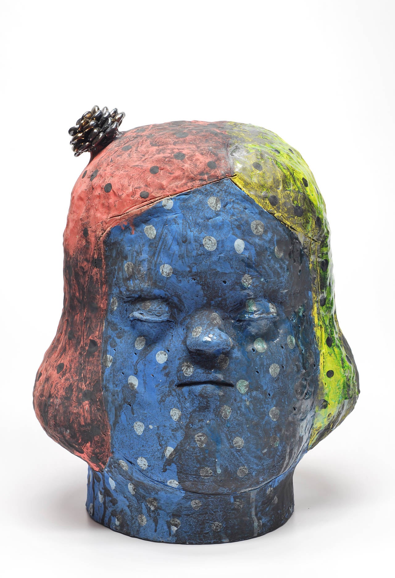 Kensuke Yamada Figurative Sculpture - "Head (Blue Girl)"