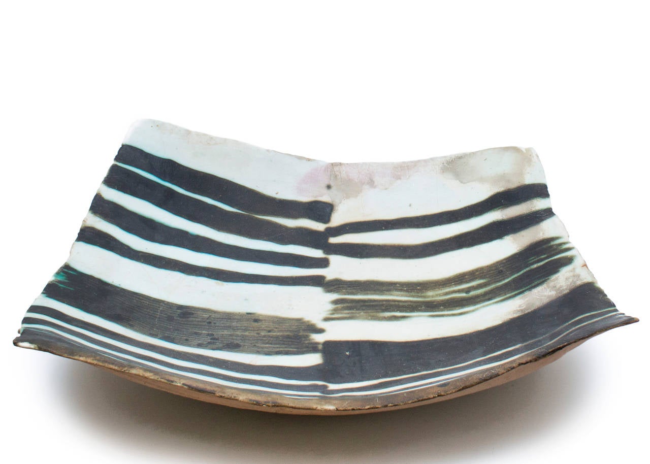 Ruth Duckworth Abstract Sculpture - Untitled (Striped Platter)