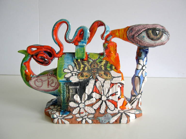 OK house with flowers - Sculpture by Michael Lucero