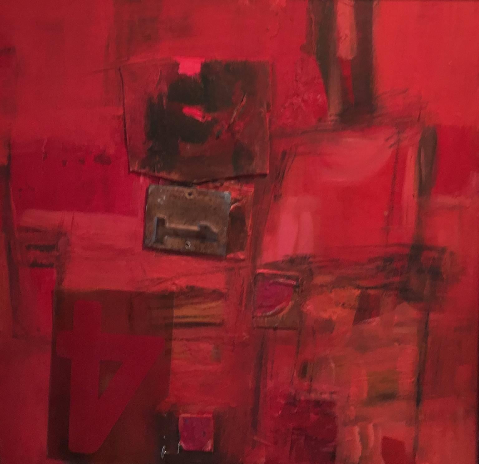 Timothy Sanchez Abstract Painting - Red Square with #4