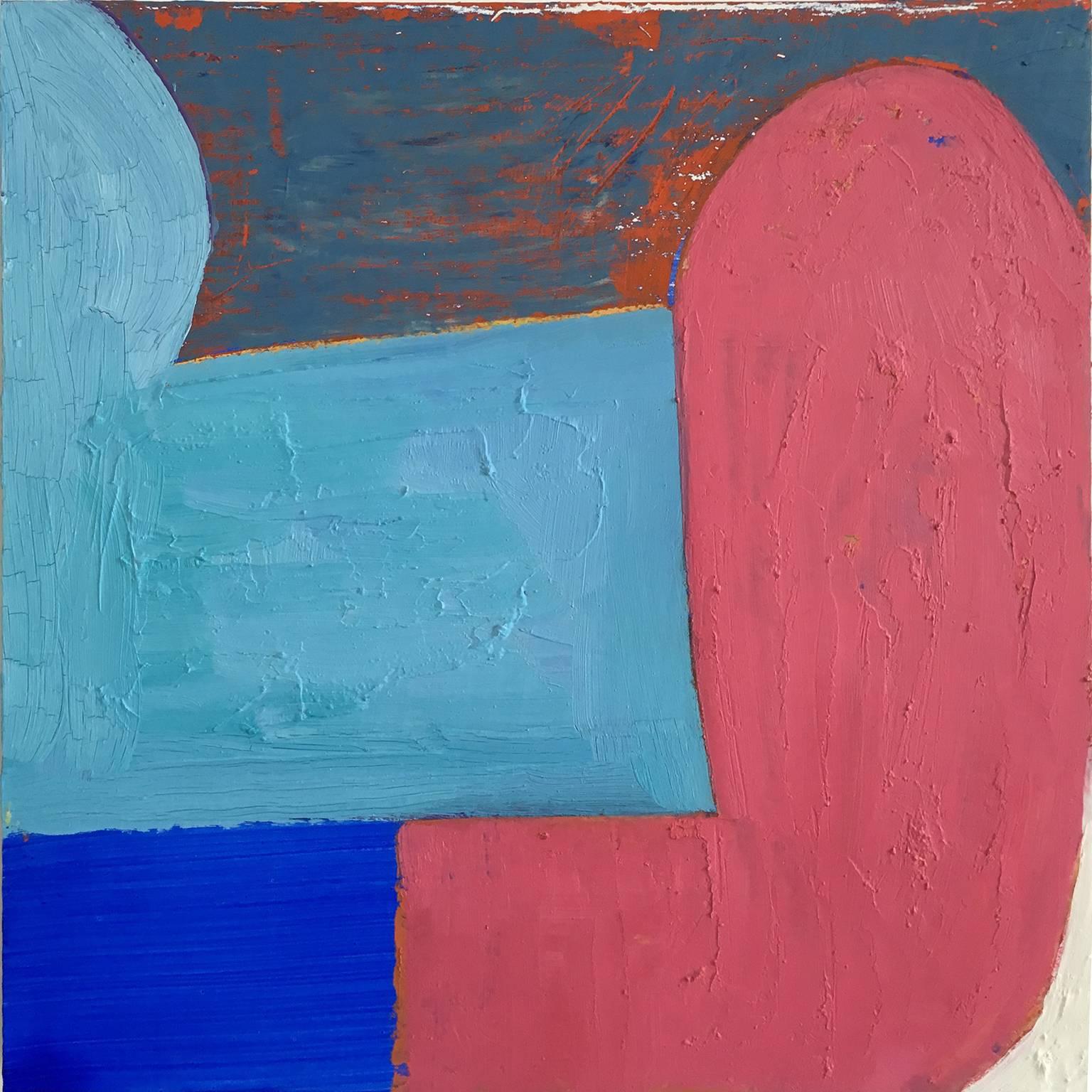 Jennifer Moses Abstract Painting - Pink and Blue Socks
