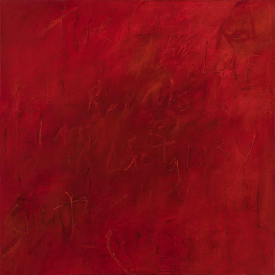 Mimi Bates Abstract Painting - Rouge Noir #3 36 x 36