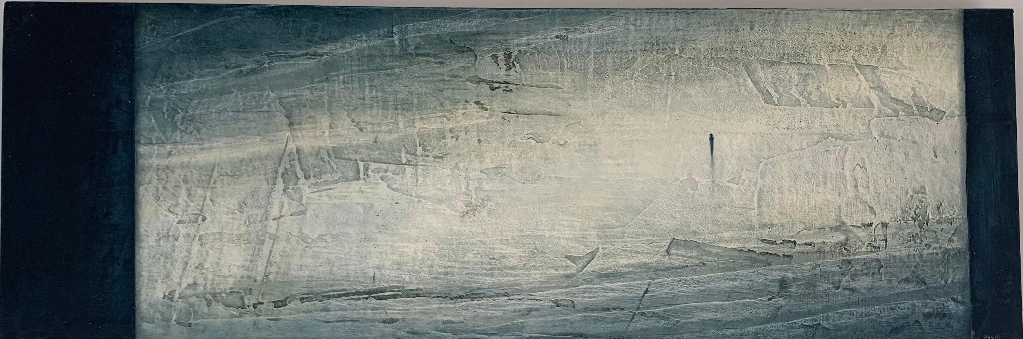 Il Viandante 10 X 30 Olio su tela - Abstract Painting Grigio di Sebastian Spreng