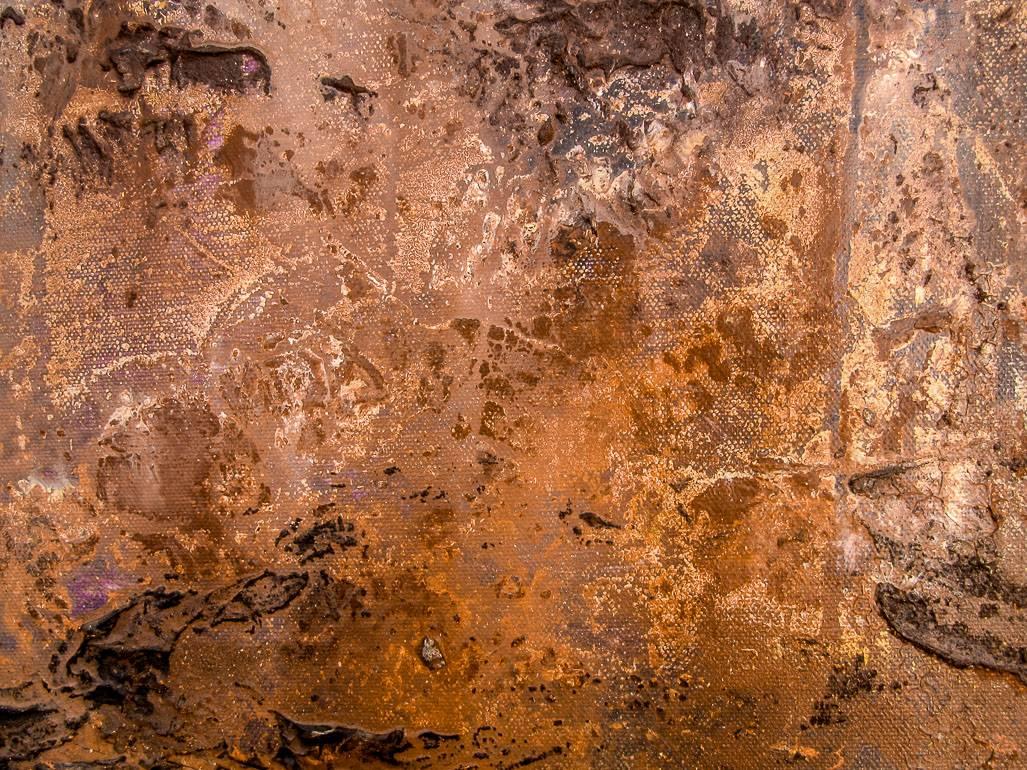 Triptyque de diamants et de rouille - 18 x 54 en vente 3