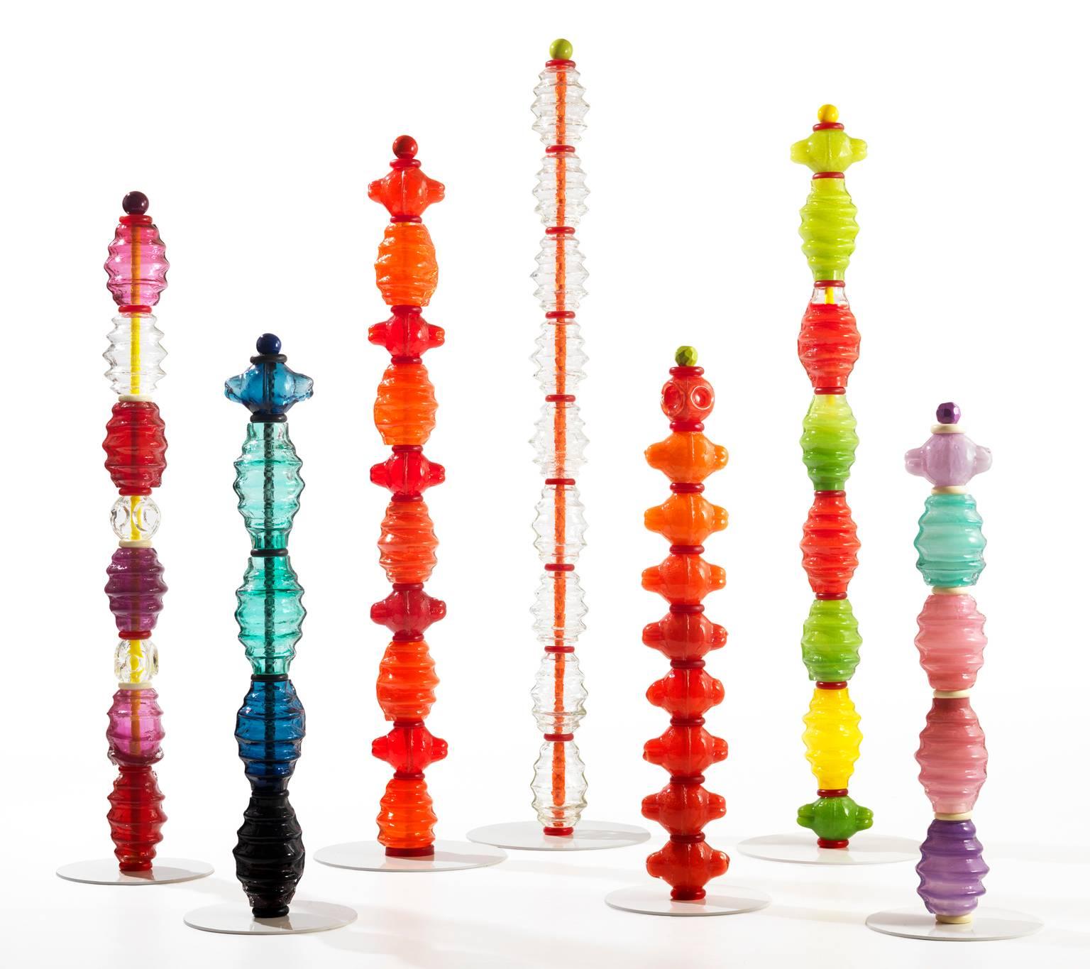 Lantern Column IV- Blown Glass 60 inches High - Sculpture by Niho Kozuru