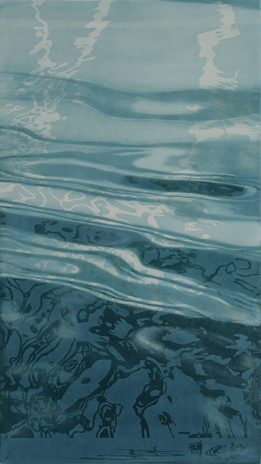 Patricia Claro Abstract Print - Path of Water II   -Etching Limited Ed. of 12 , 28 " X 16"