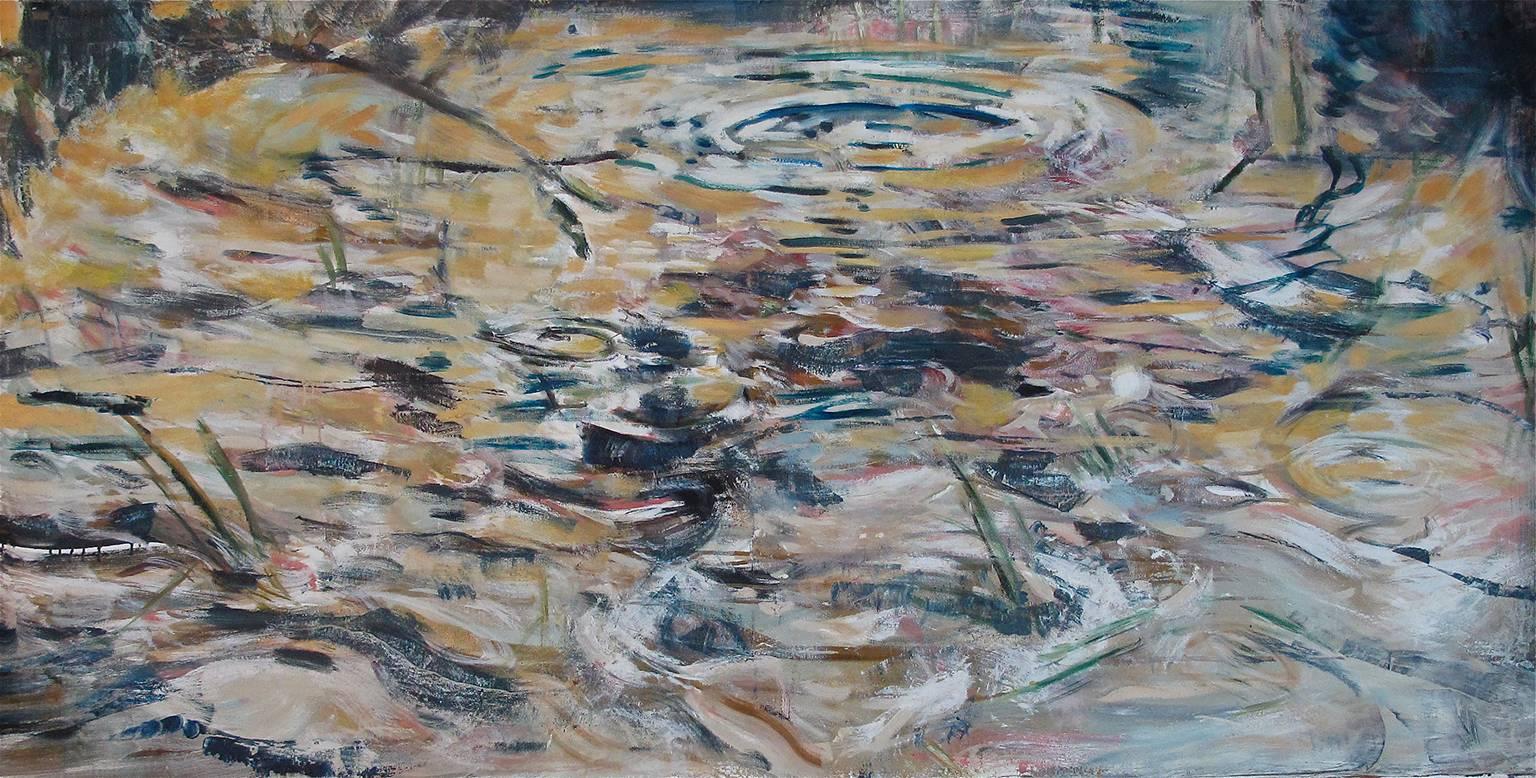 Antonio Ugarte Abstract Painting – Wassertropfen und Tropfen  39 x 78 Zoll