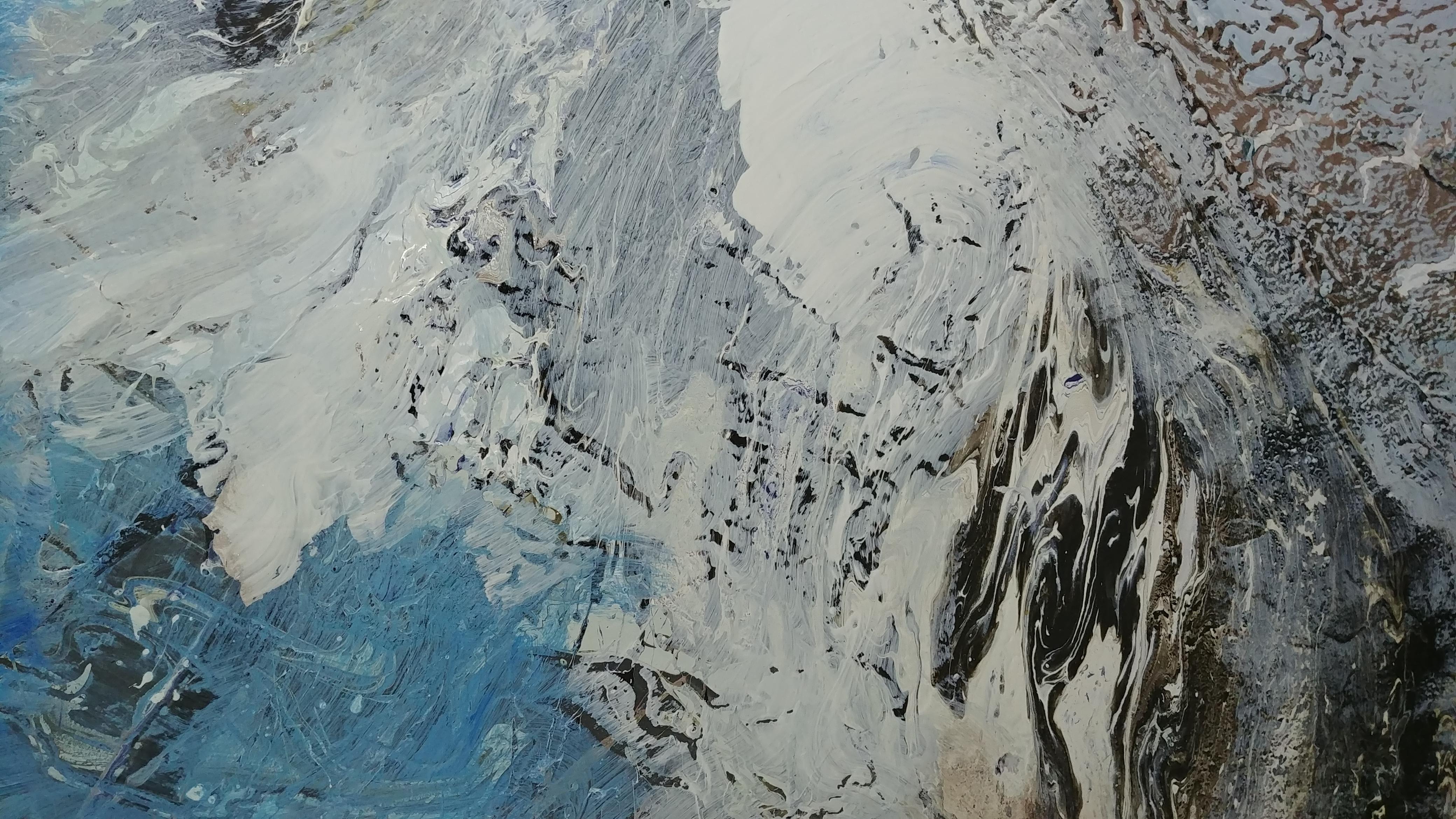 Peace & Power- éclats de blanc sur bleu 48 x 60
acrylique, techniques mixtes  sur toile

Nancy Seibert a commencé ses études d'art à Washington D.C., à l'université George Washington. Elle est diplômée de la Kent State University, où elle a obtenu