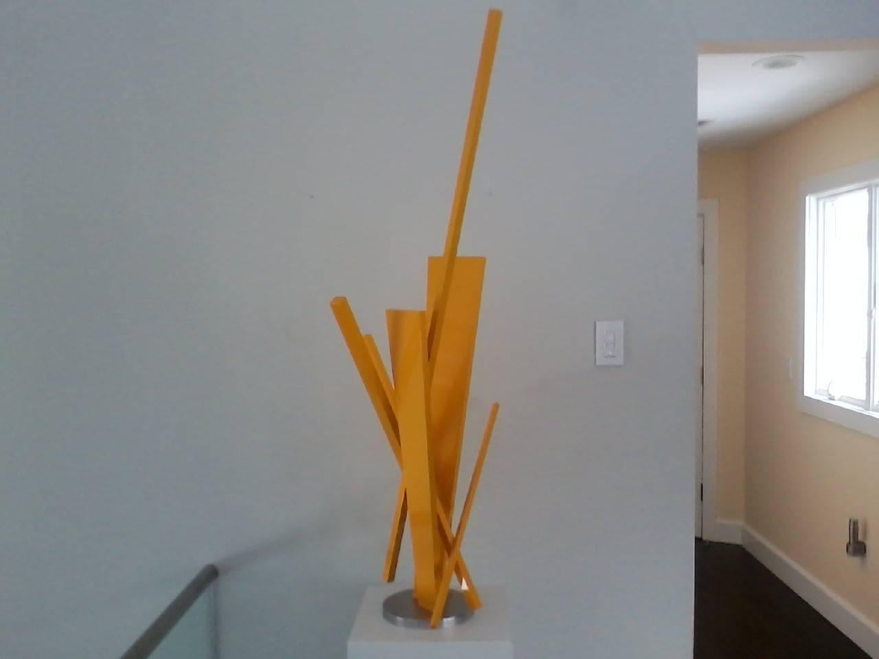 Cypress Yellow - Gray Abstract Sculpture by John Henry