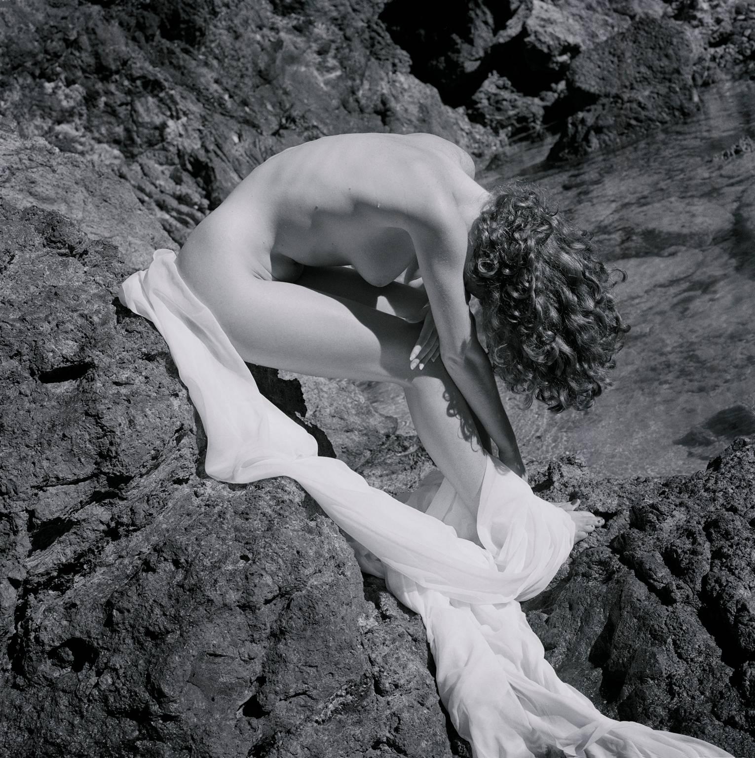 Ron Baxter Smith Black and White Photograph - St. Barts Tide Pool Nude