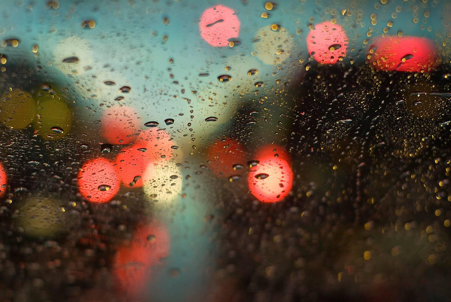 Bill Sosin Landscape Photograph - City Rain - Stop Lights