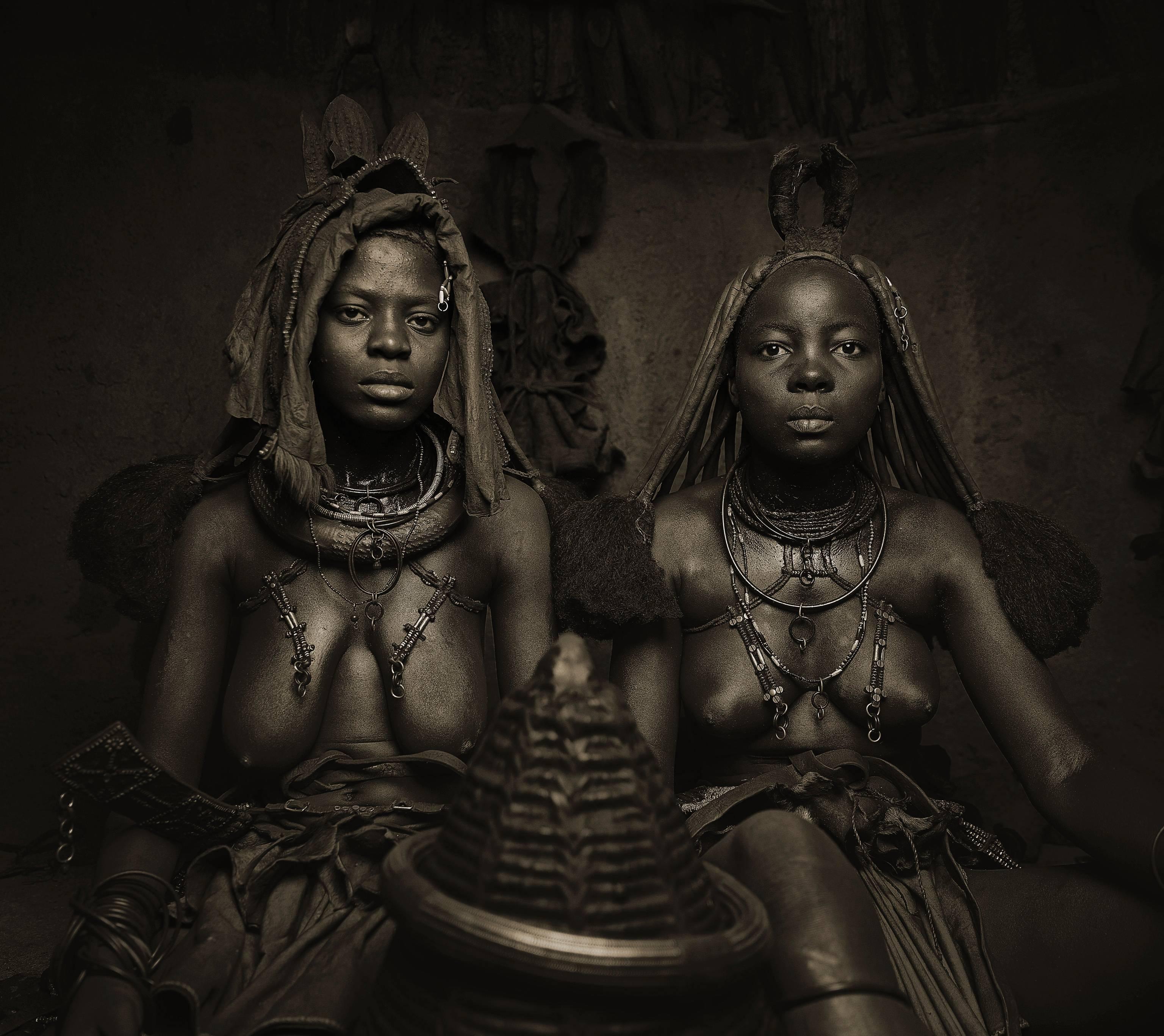Himba Women Epupa Falls 13 - Black Color Photograph by Chris Gordaneer