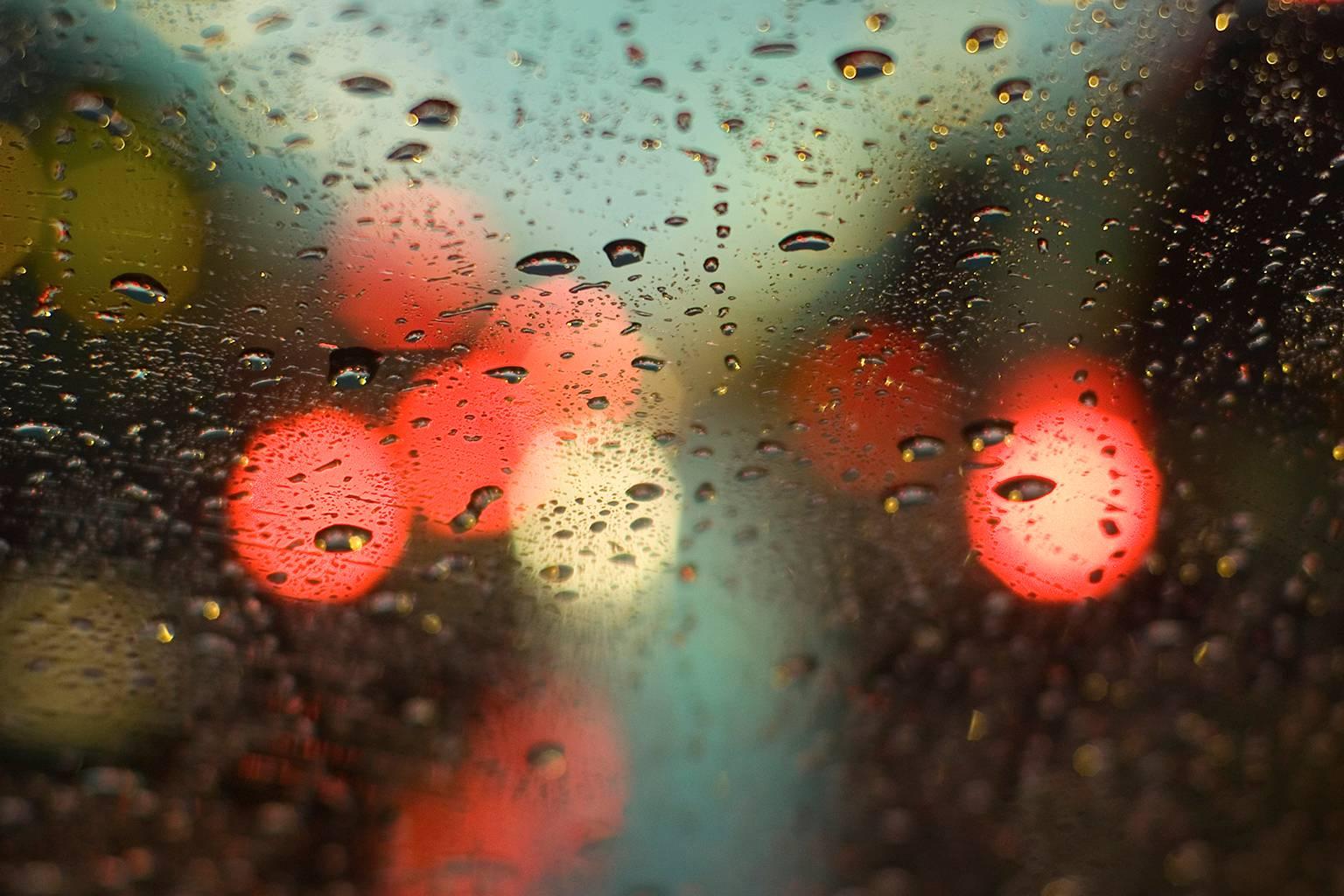 City Rain - Stop Lights - Photograph by Bill Sosin