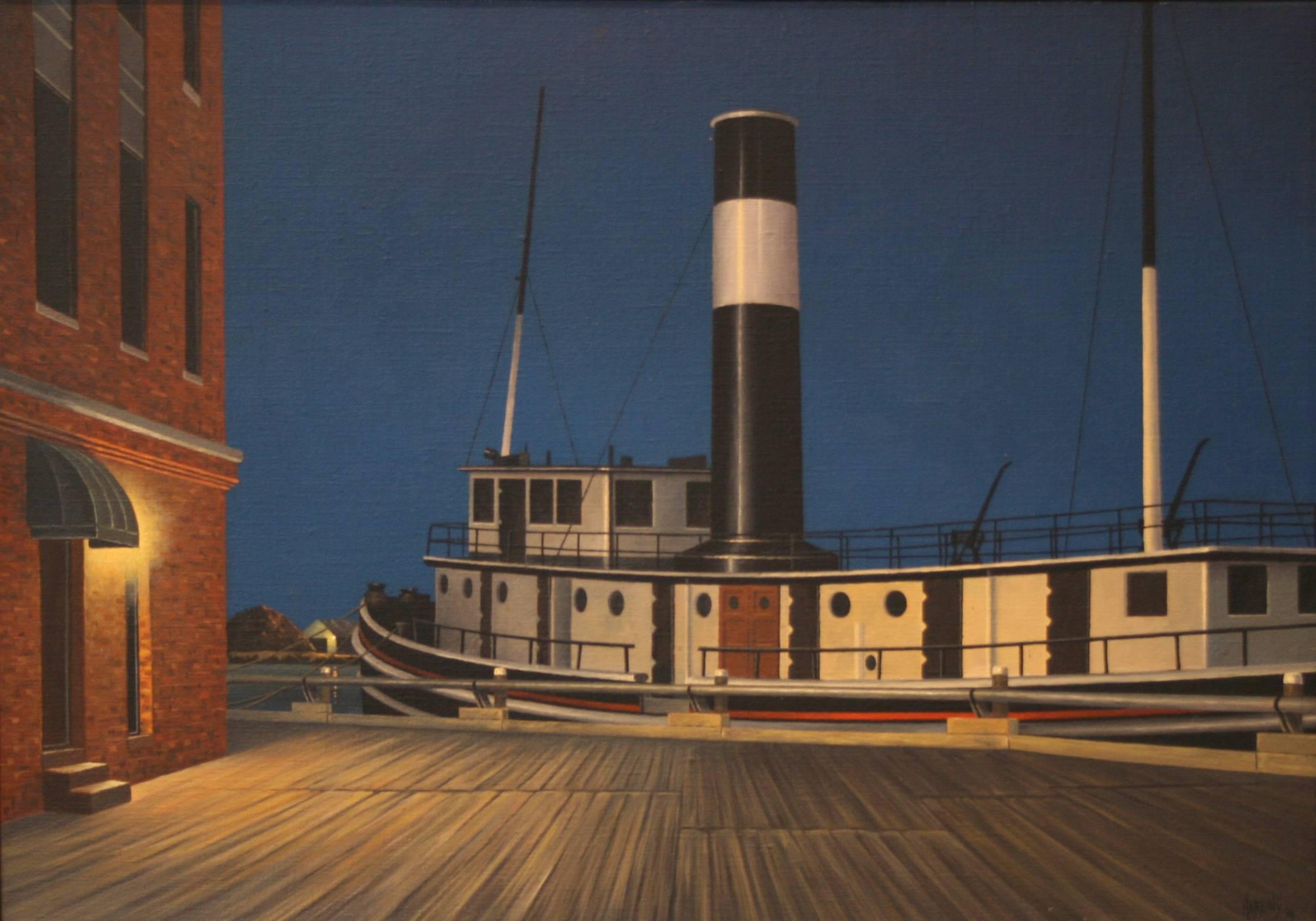 John Wannamaker at Portsmouth, NH Night - Painting by Simon Harling