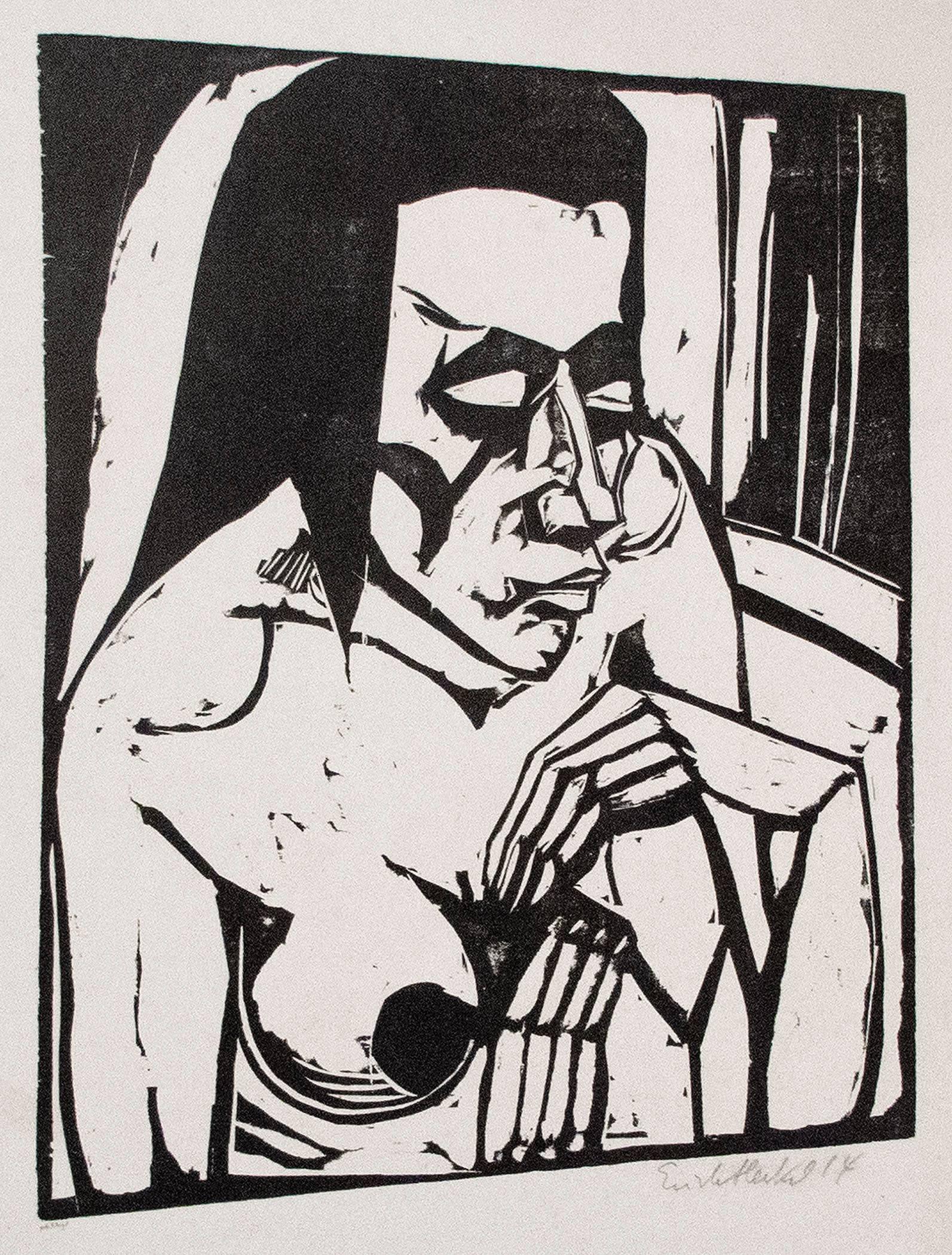 Erich Heckel Nude Print - Hockende (Crouching Woman)