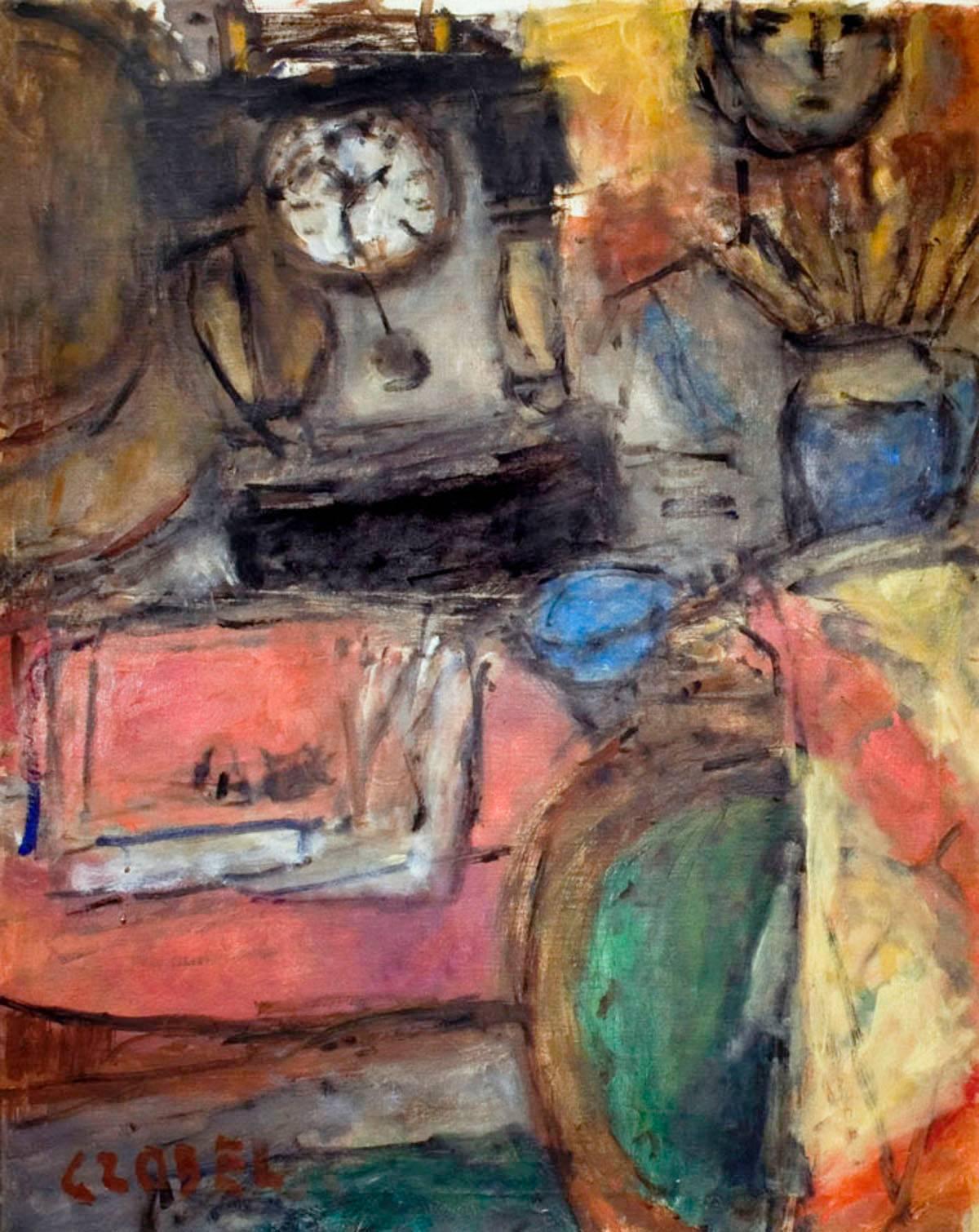 Béla Czóbel Still-Life Painting - Still Life with Clock