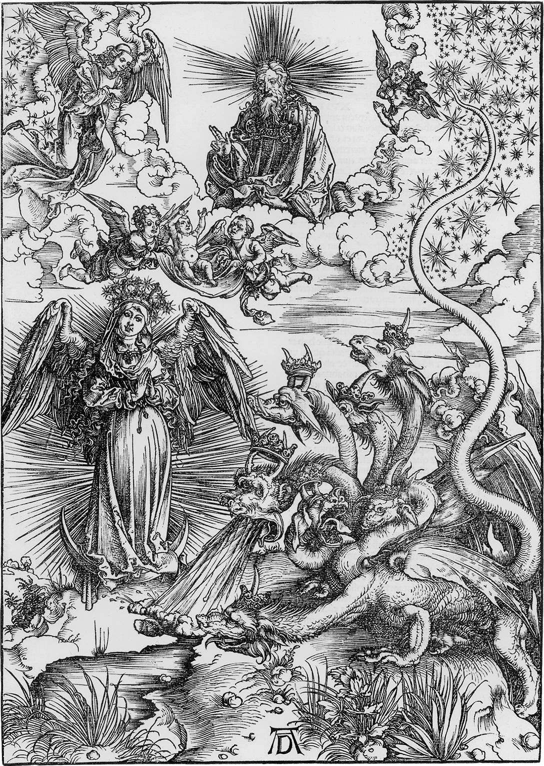 Albrecht Dürer Print - Das Sonnenweib und der siebenköpfige Drache (The Apocalyptic Woman)