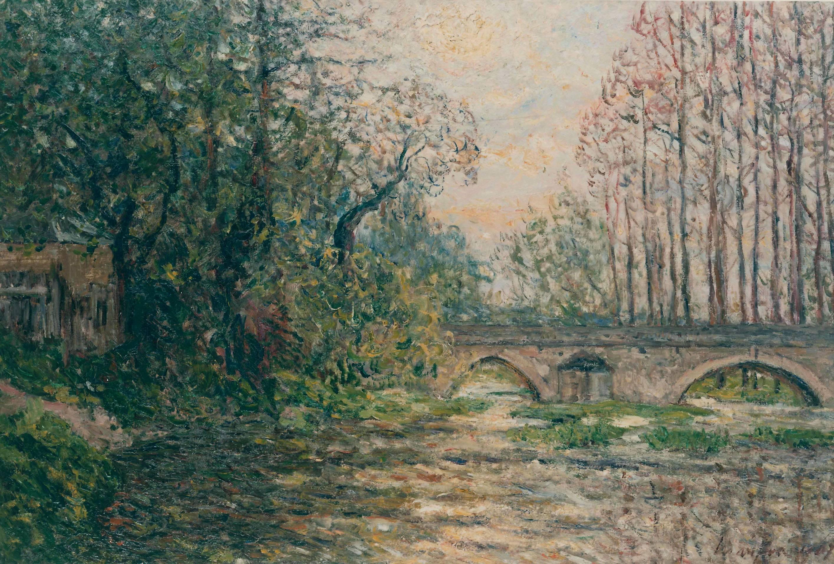 Maxime Maufra Landscape Painting - Soleil couchant sur le Loir, Larardin (Loir-et-Cher)