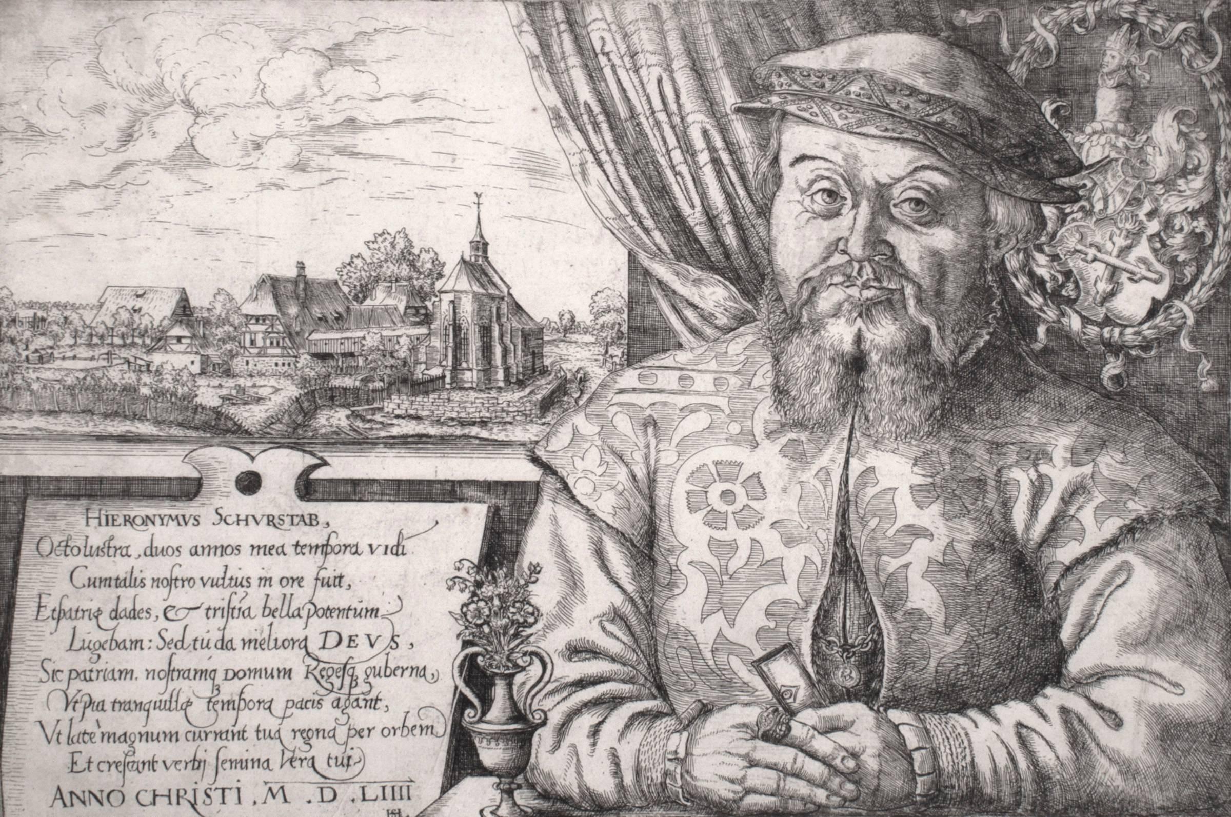 Hans Lautensack Portrait Print - Hieronymus Schurstab (1st state)