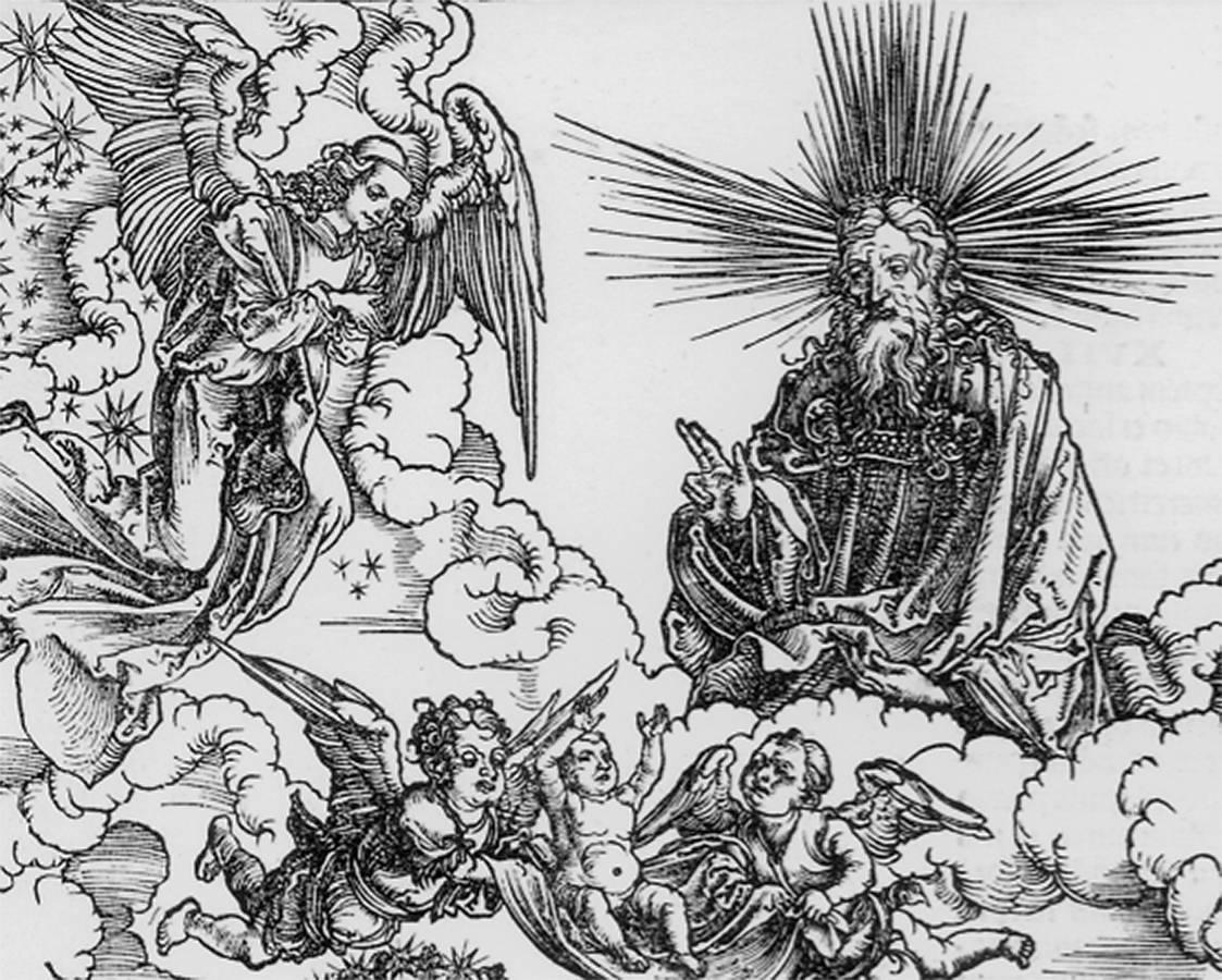 Das Sonnenweib und der siebenköpfige Drache (The Apocalyptic Woman) - Print by Albrecht Dürer