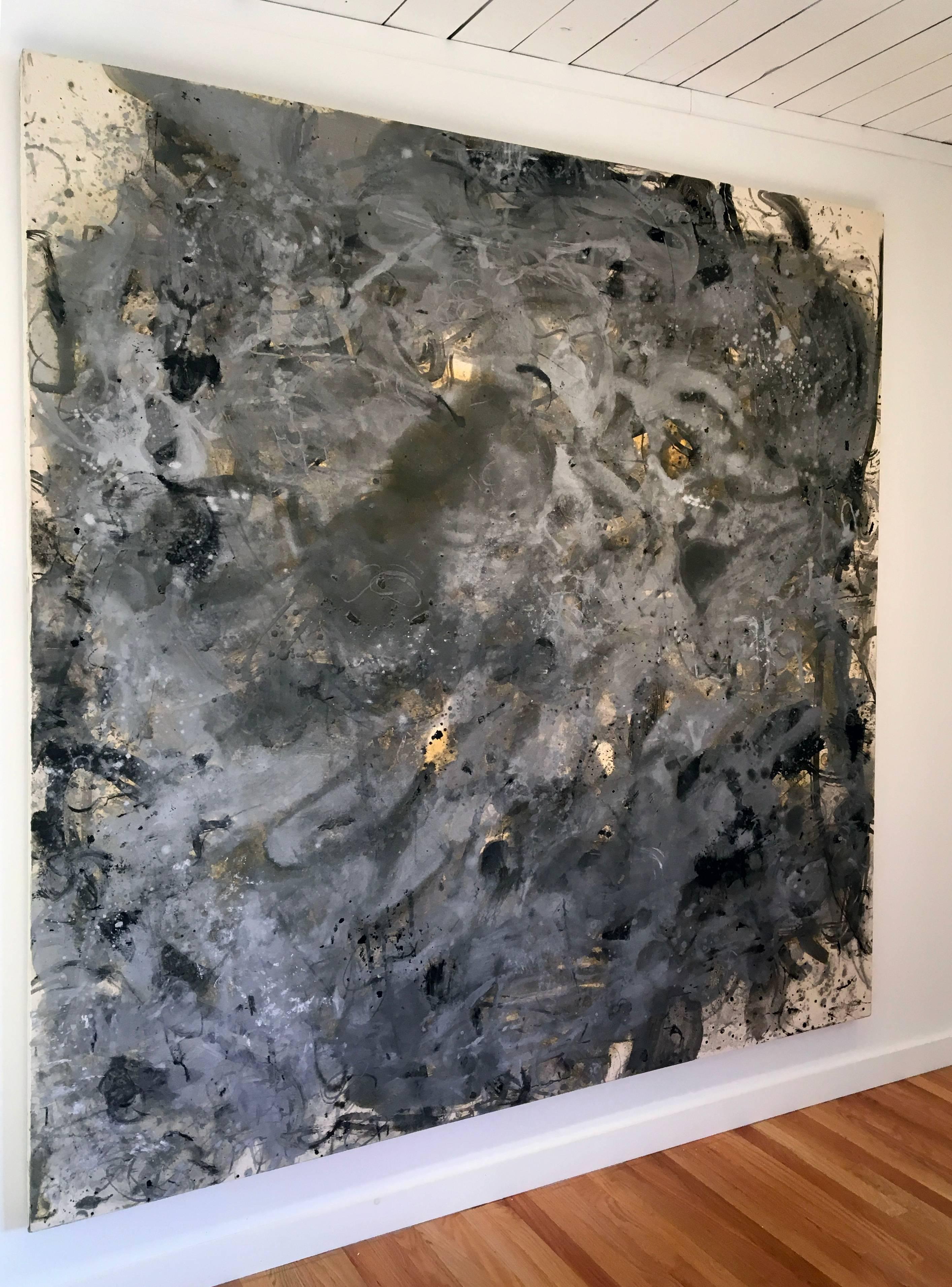 OV3 - 45th Road - Gray Abstract Painting by Michael Mulhern