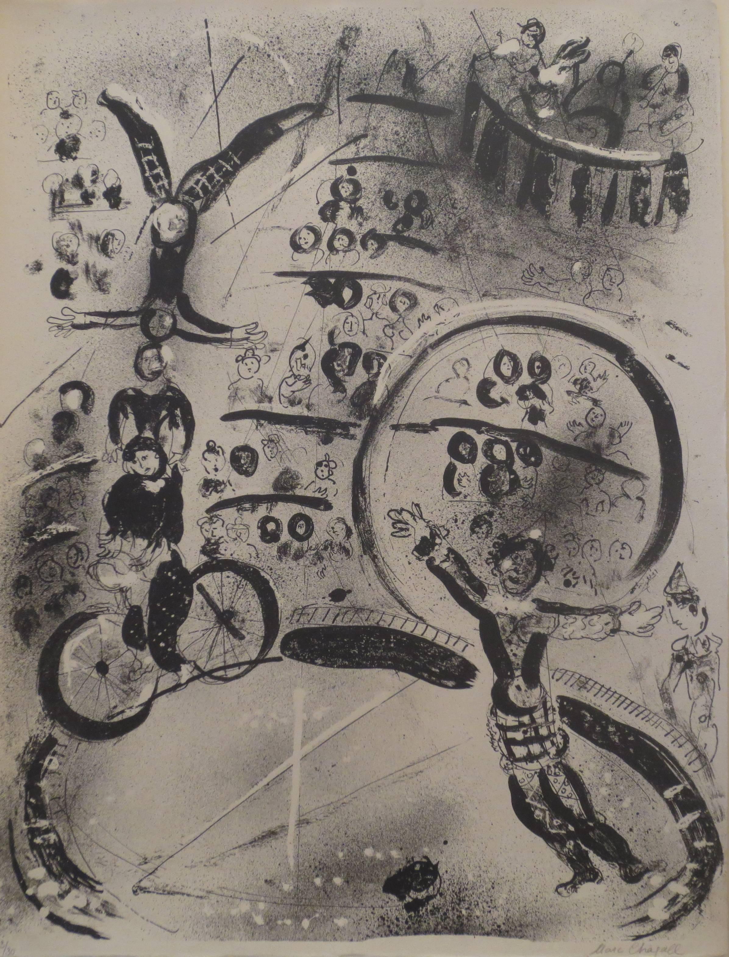 Marc Chagall Figurative Print - Les Cyclistes