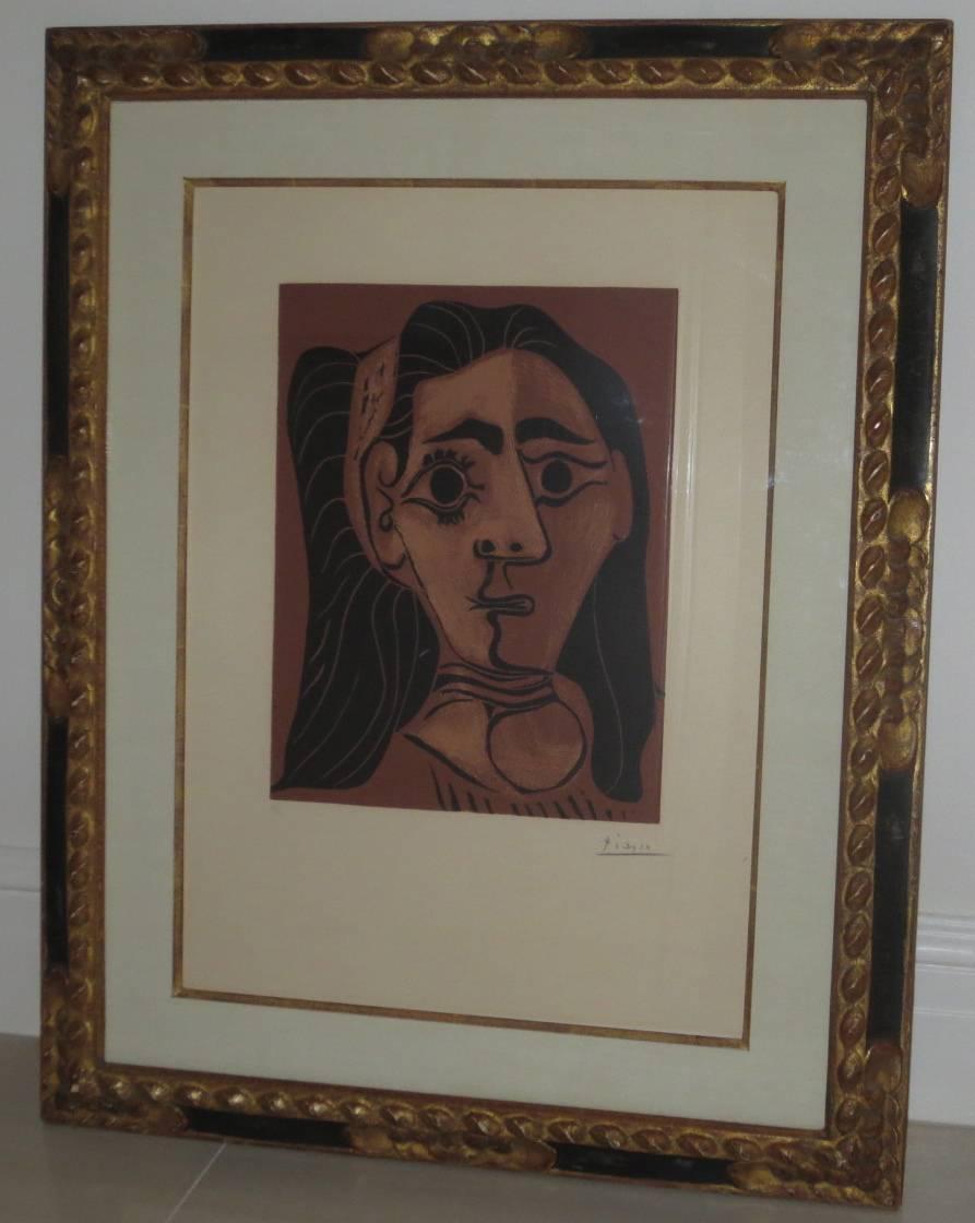 Jacqueline au Bandeau II - Beige Figurative Print by Pablo Picasso