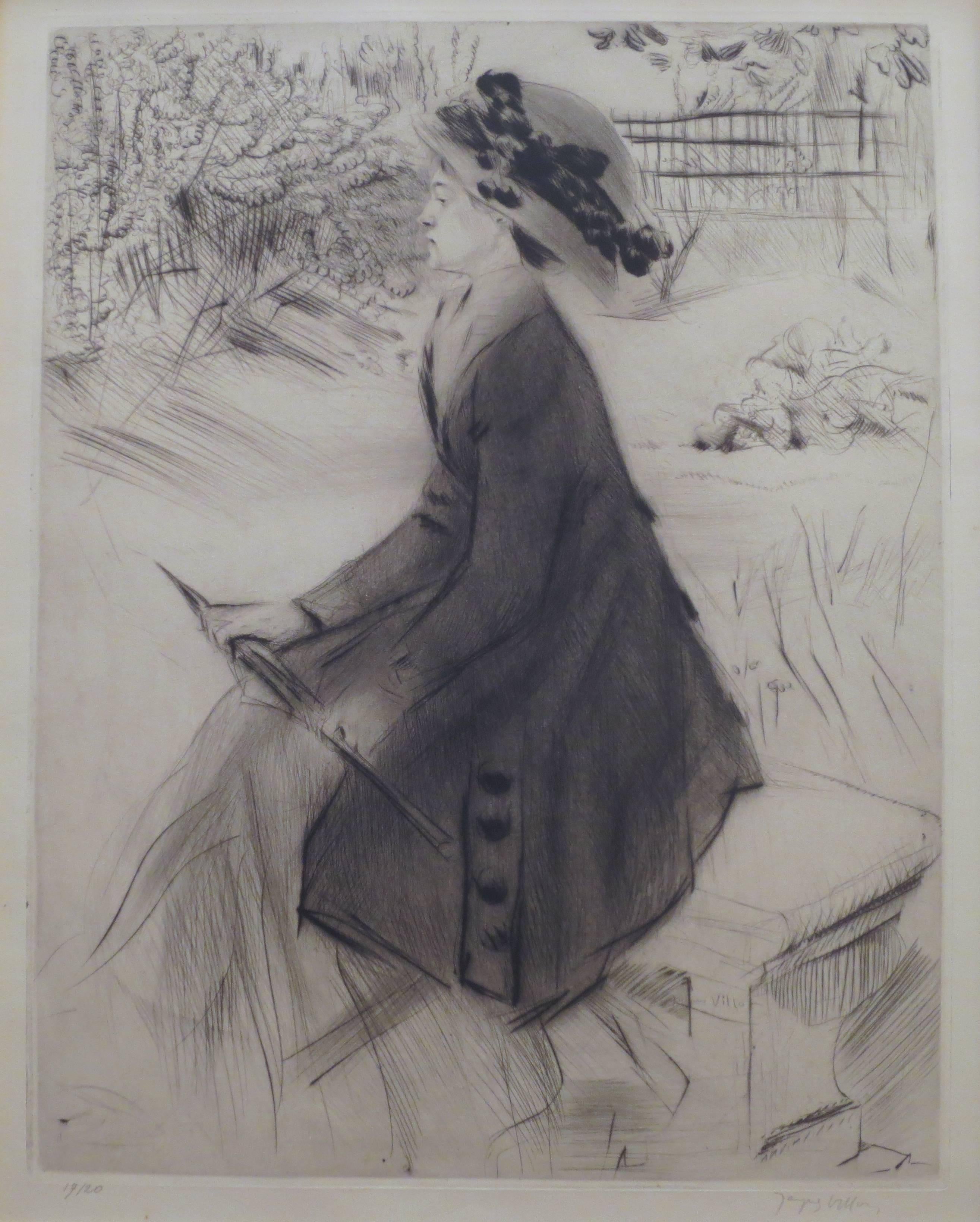 Jacques Villon Figurative Print - Le Banc de Pierre