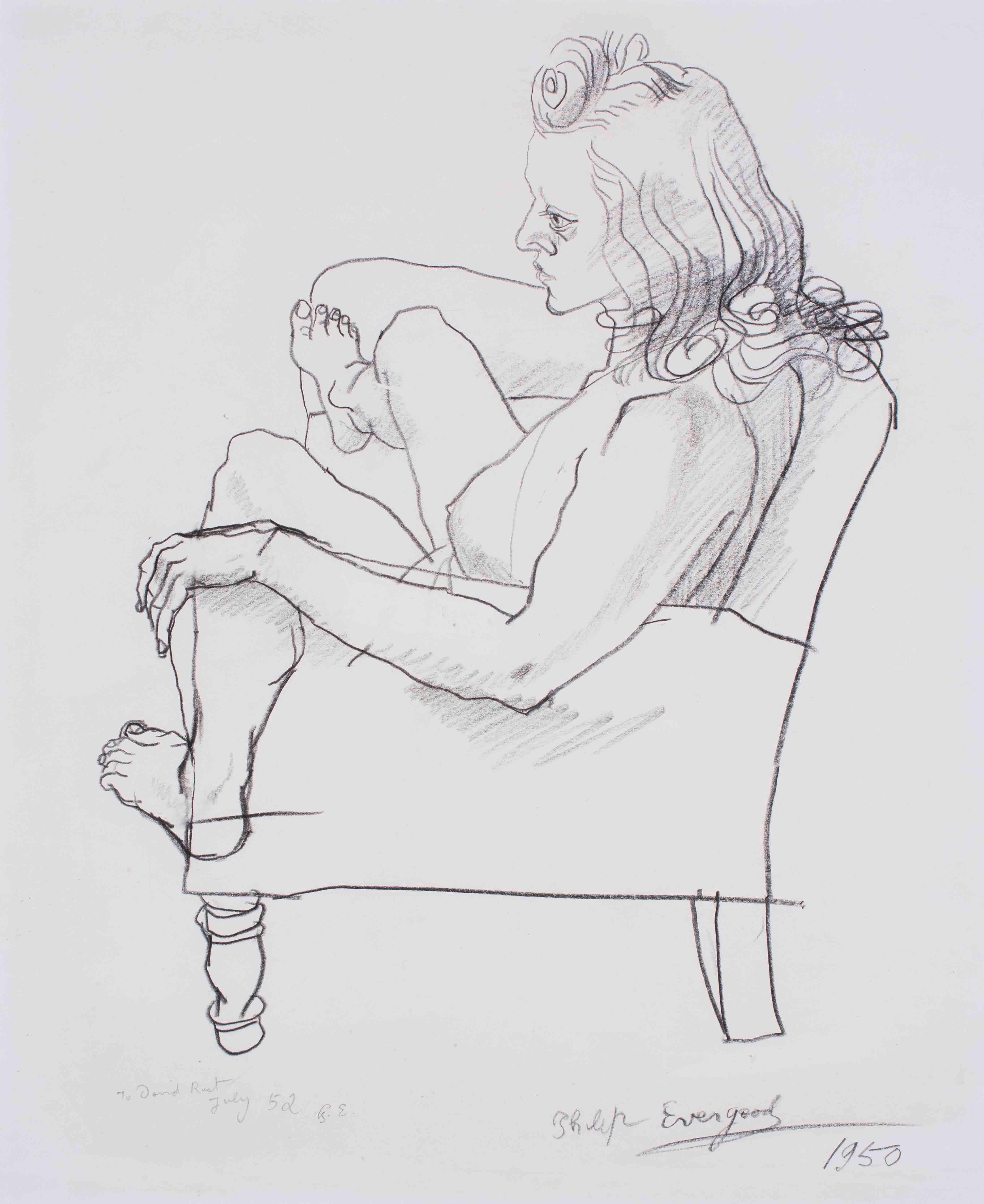 NUDE IN ARMCHAIR - Art by Philip Evergood
