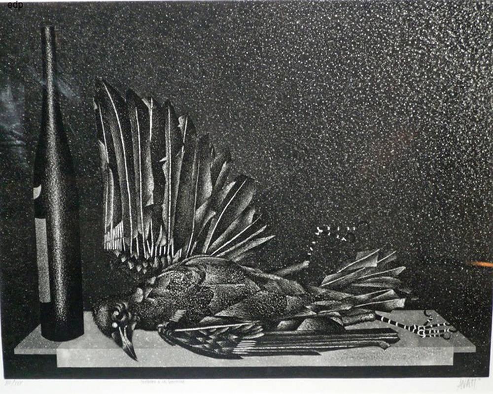 CORBEAU A LA BOUTEILLE (STILL LIFE WITH CROW AND WINE BOTTLE)