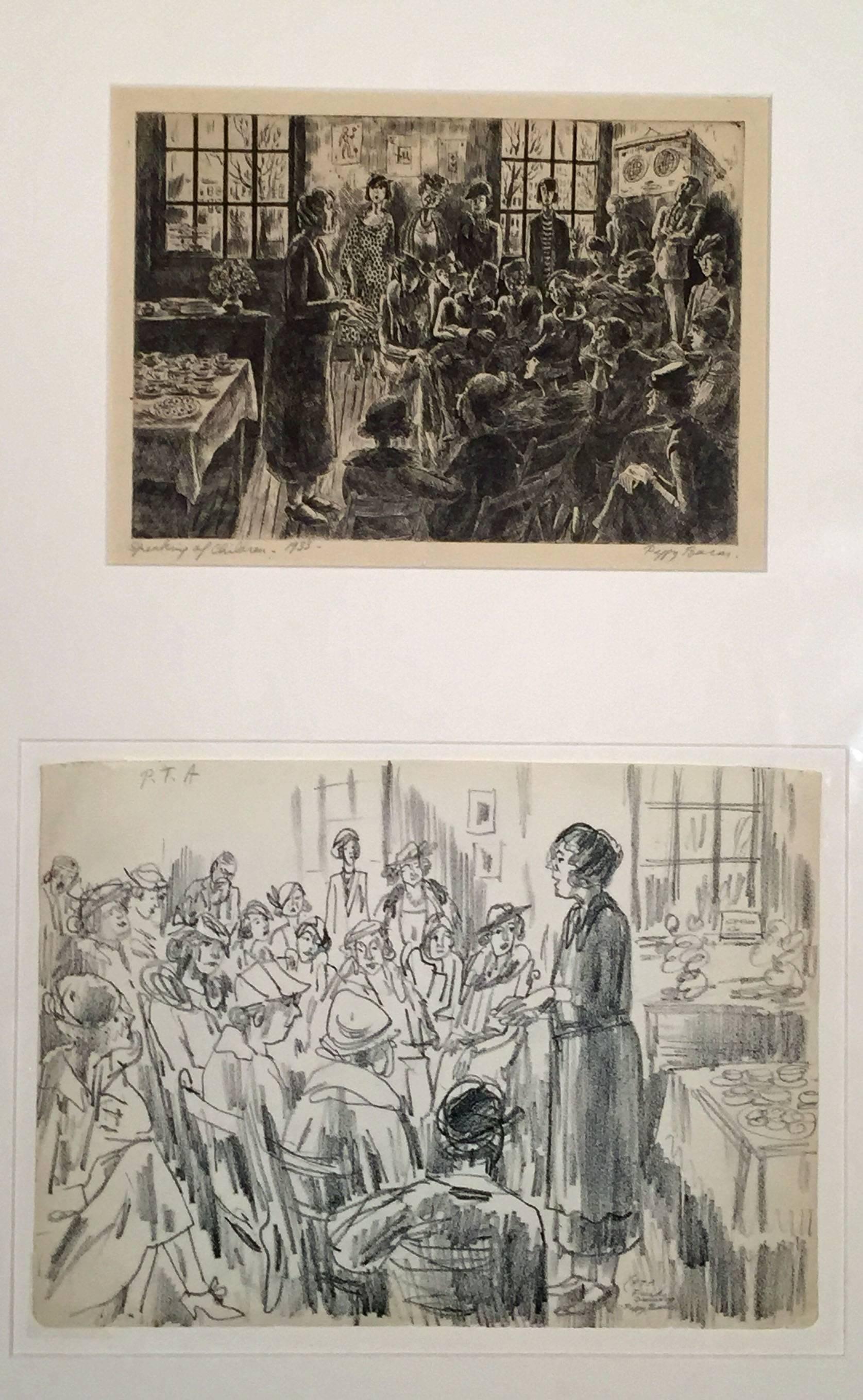 Peggy Bacon Figurative Print -  SPEAKING OF CHILDREN and PTA FRIEND'S SEMINARY