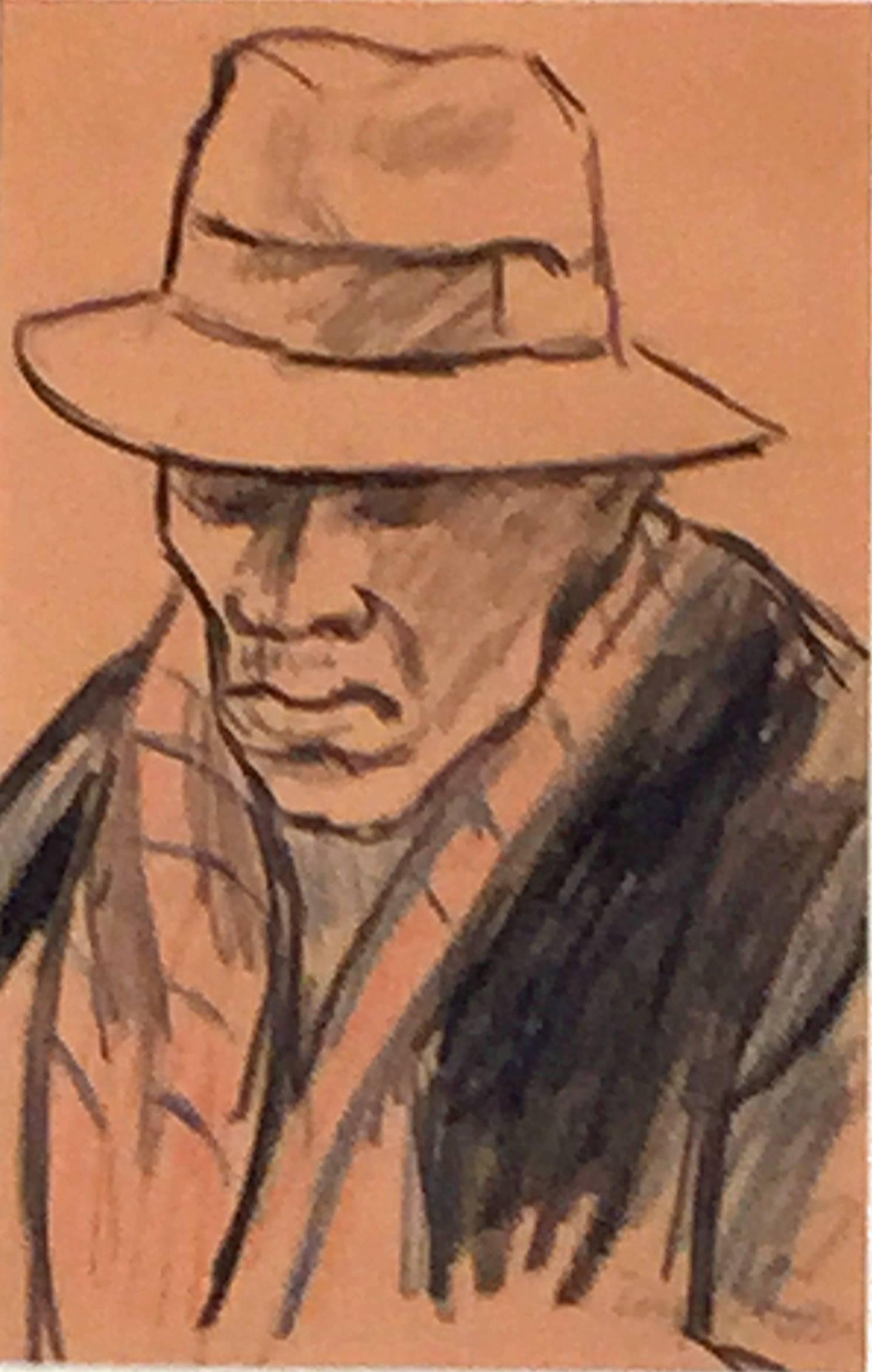 STUDY OF A MAN WITH A HAT AND OVERCOAT