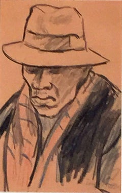 STUDIO DI UN UOMO CON CAPPELLO E CAPPOTTO