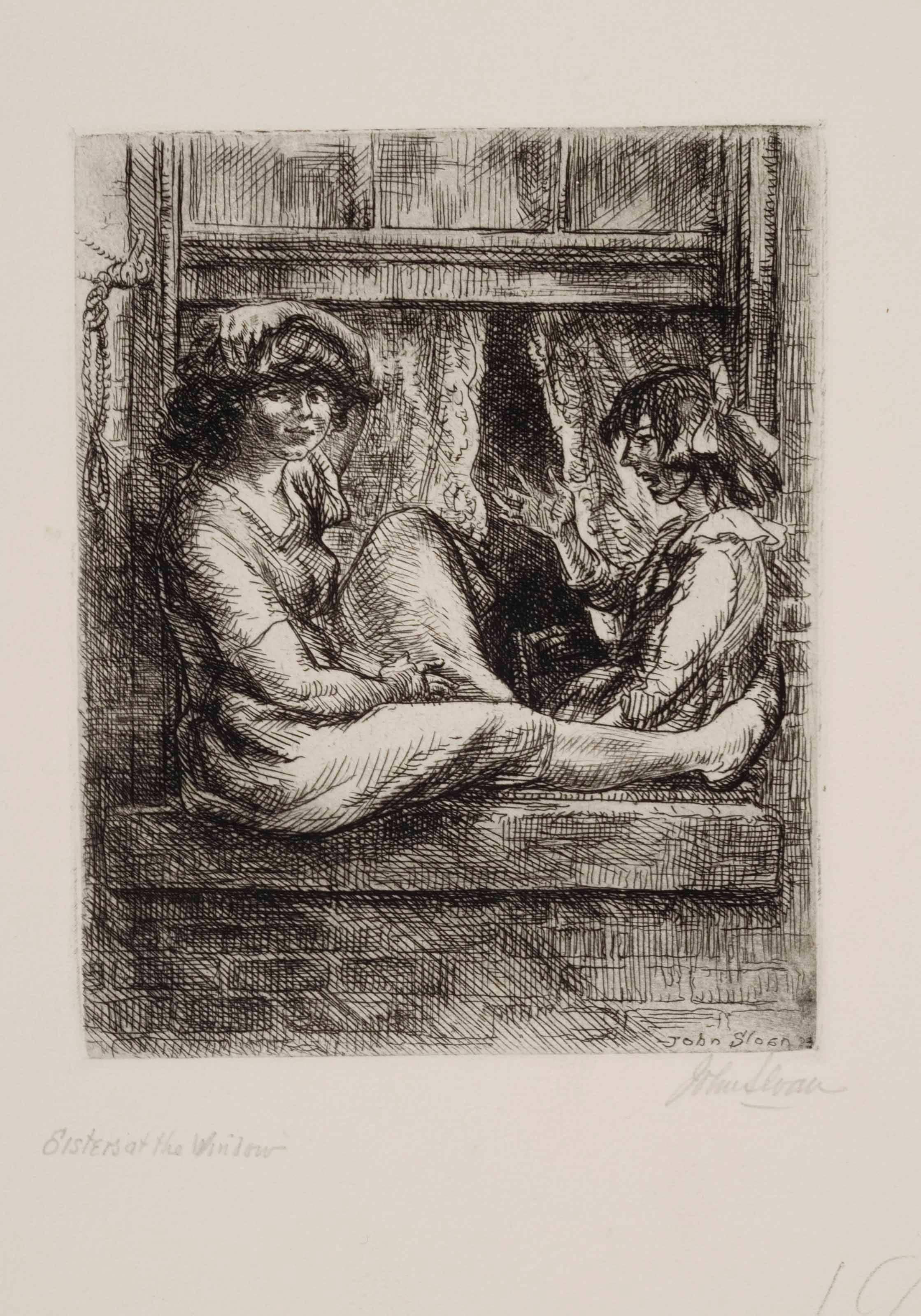 John Sloan Figurative Painting -  SISTERS AT THE WINDOW