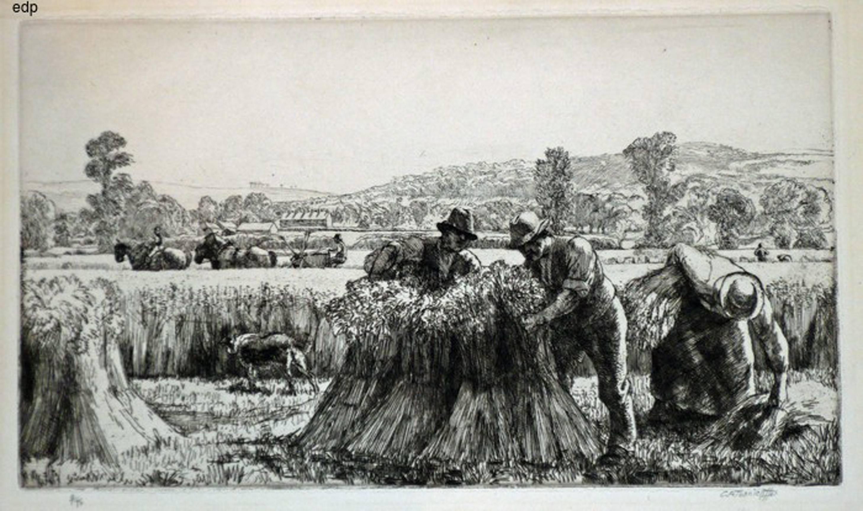 Charles Tunnicliffe Landscape Print - HARVERSTERS