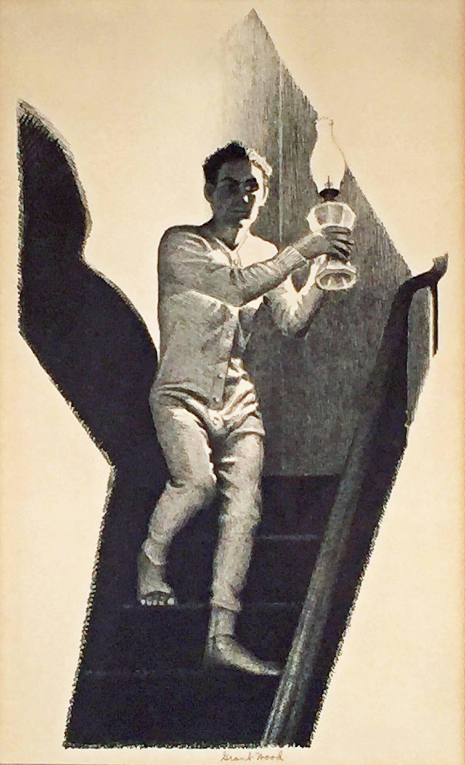 Grant Wood MIDNIGHT ALARM at 1stDibs alarm for midnight, alarm