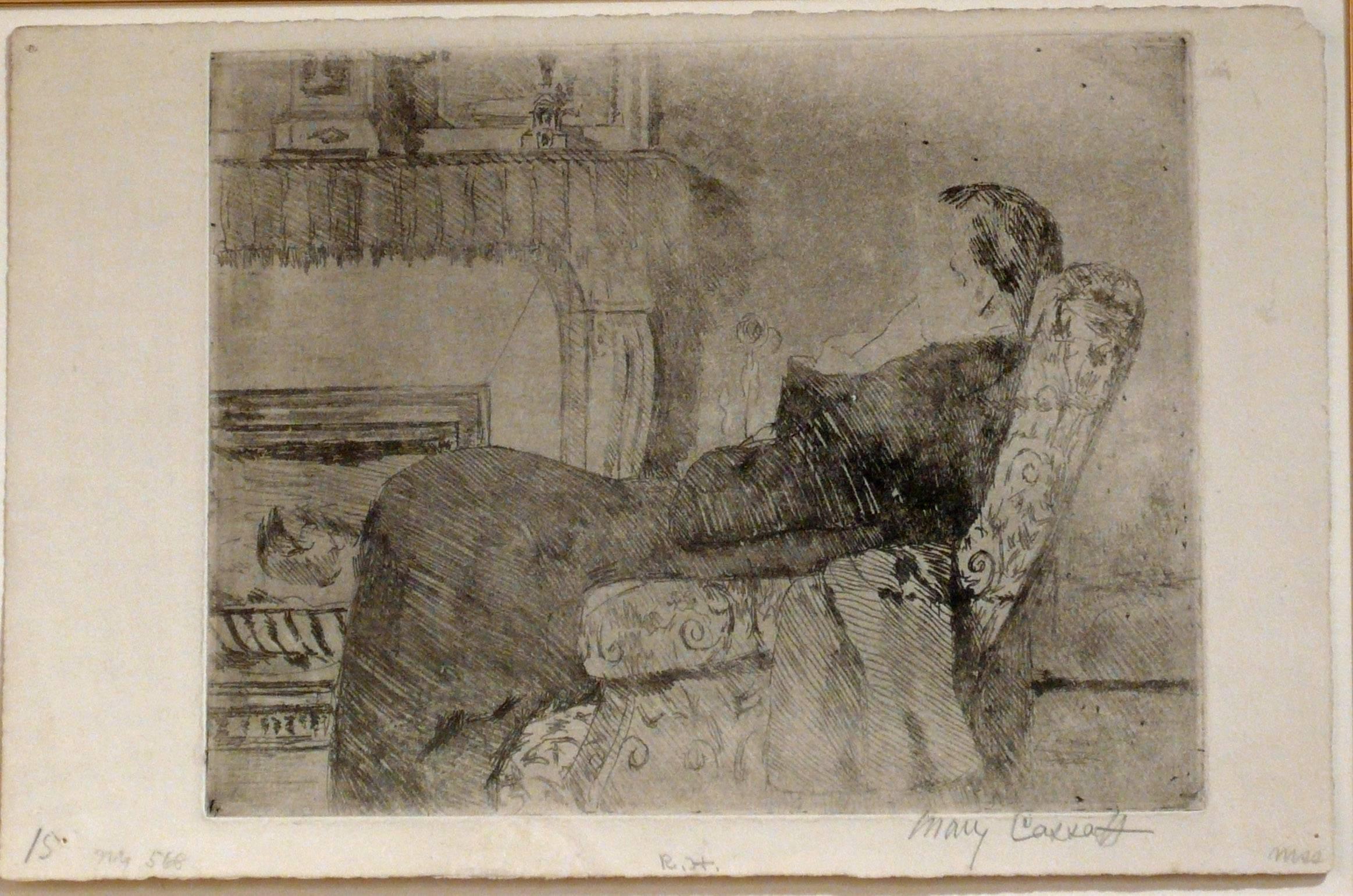 Mary Cassatt Figurative Print – BEFORE THE FIREPLACE. NO. 1.