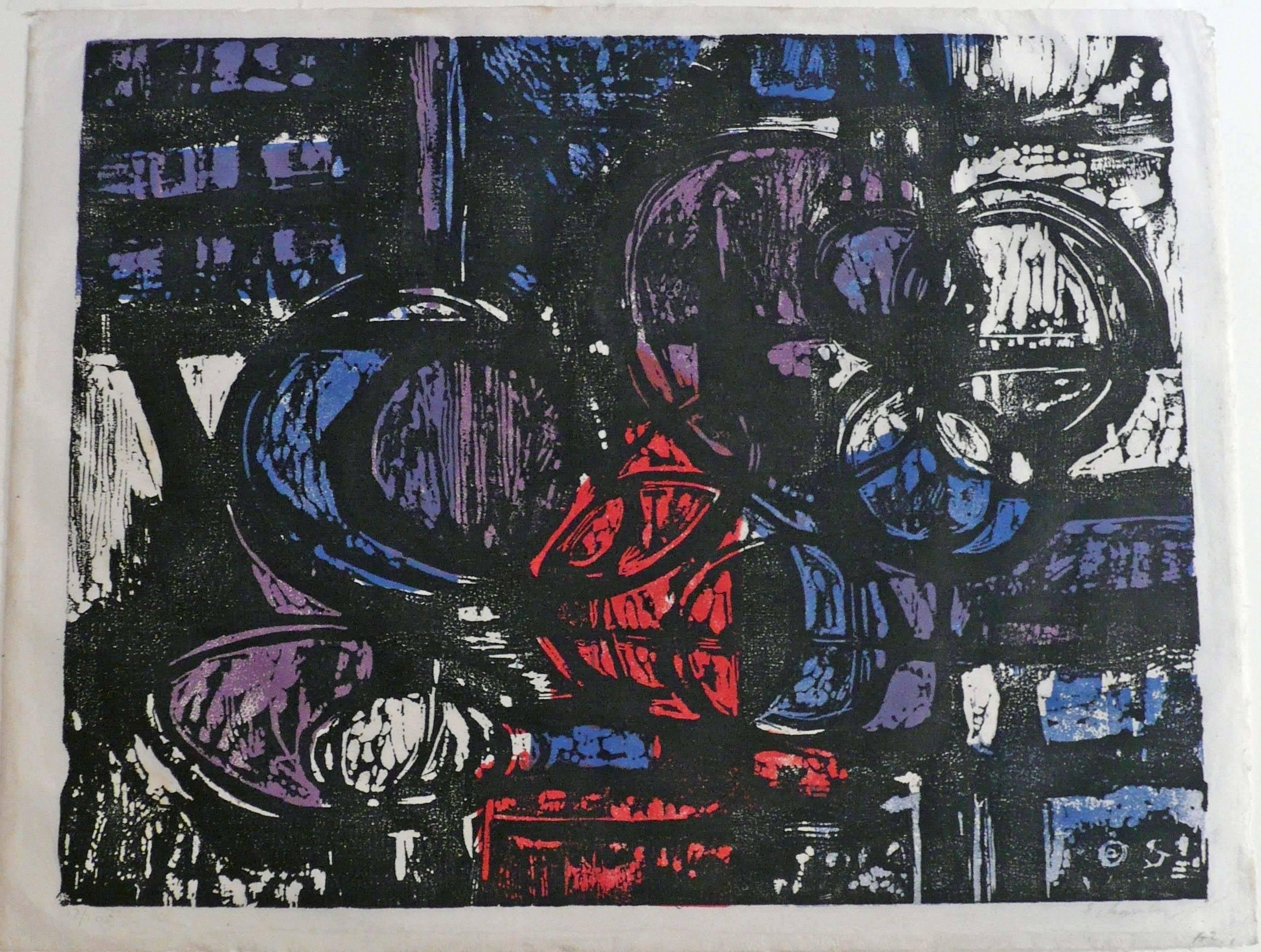Louis Schanker Abstract Print - CIRCLE IMAGE NO. 25