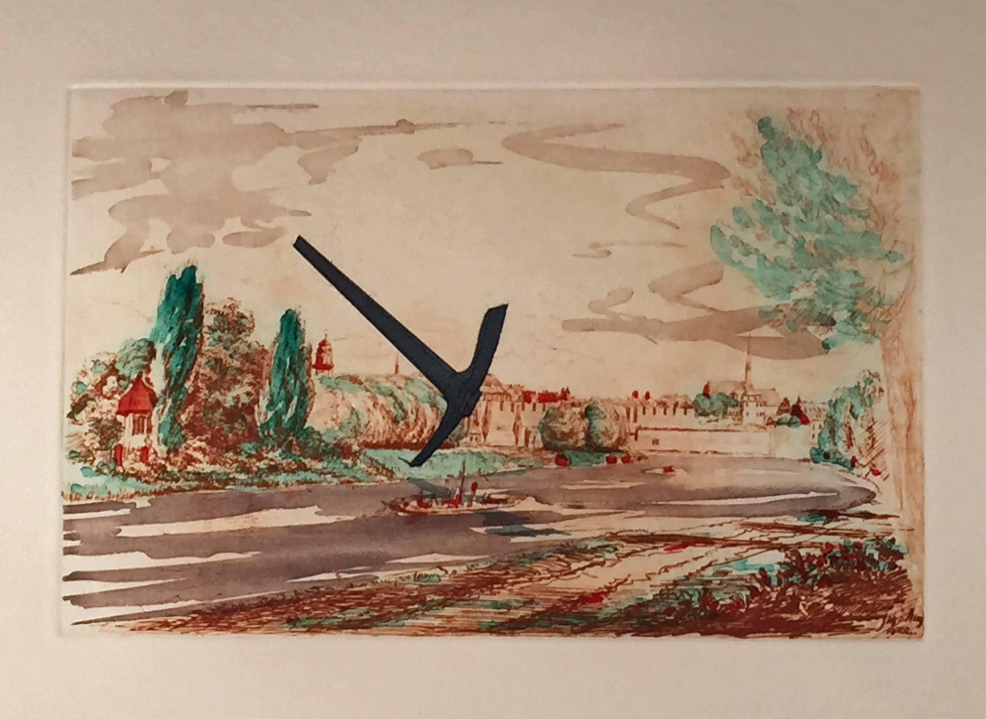 Claes Oldenburg Landscape Print - THE SPITZHACKE, 1982 SUPERIMPOSED ON A DRAWING OF THE SITE BY EMIL LUDWIG GRIMM,