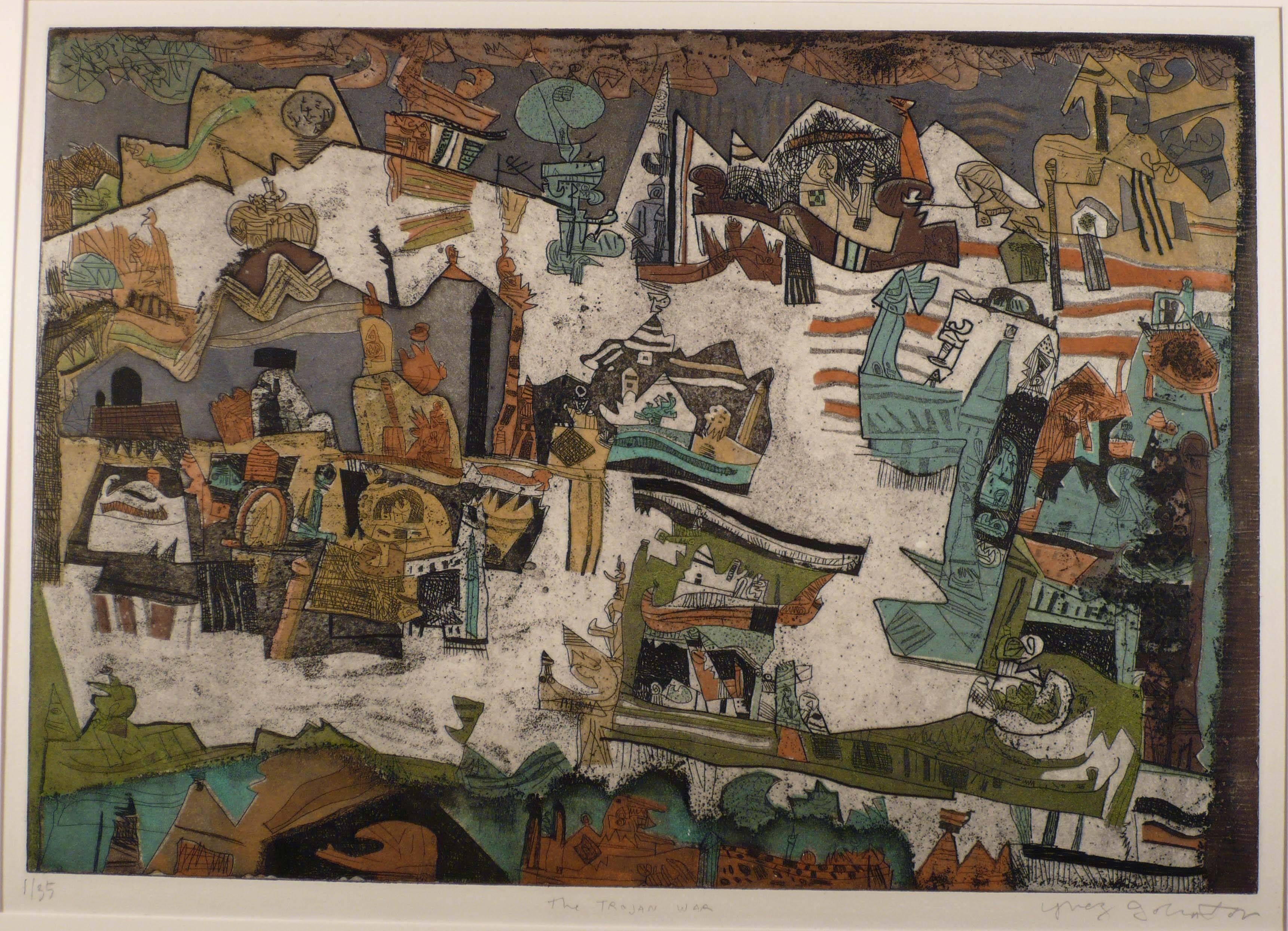 Ynez Johnston Abstract Print - THE TROJAN WAR