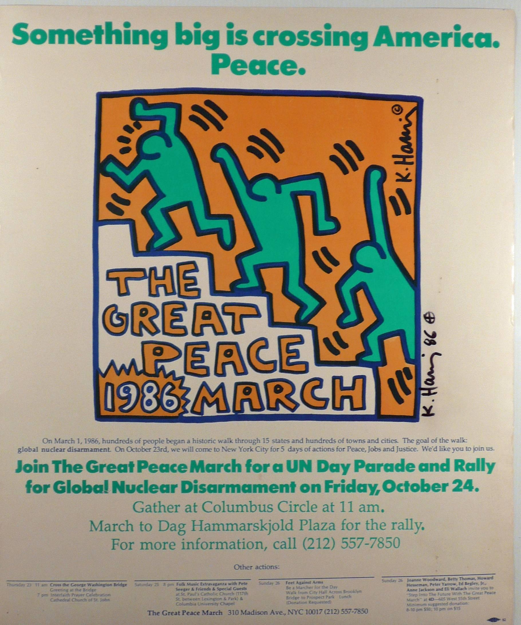 Keith Haring Abstract Print - THE GREAT PEACE MARCH 1986
