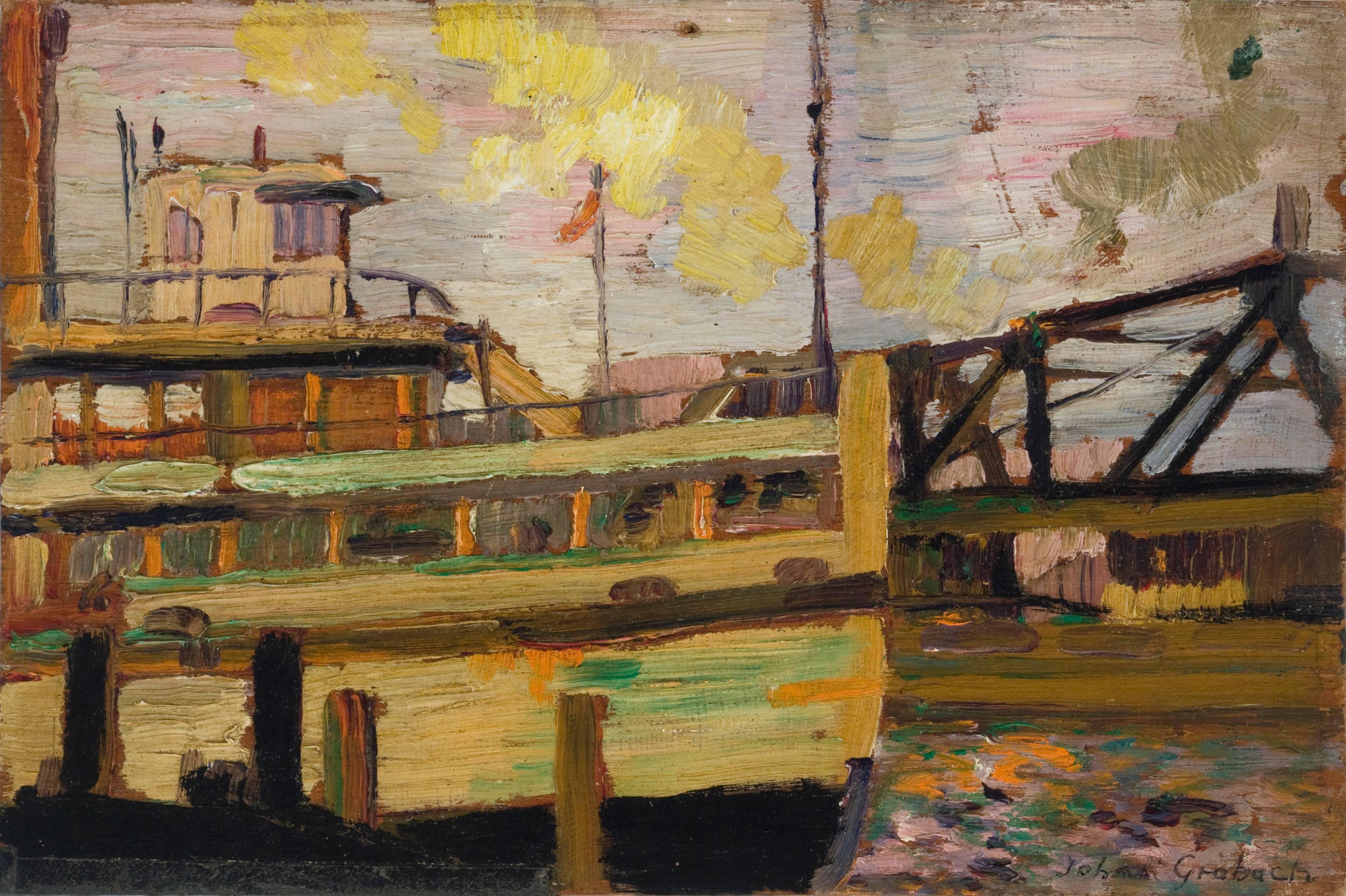 THE FERRY - Painting by John R. Grabach