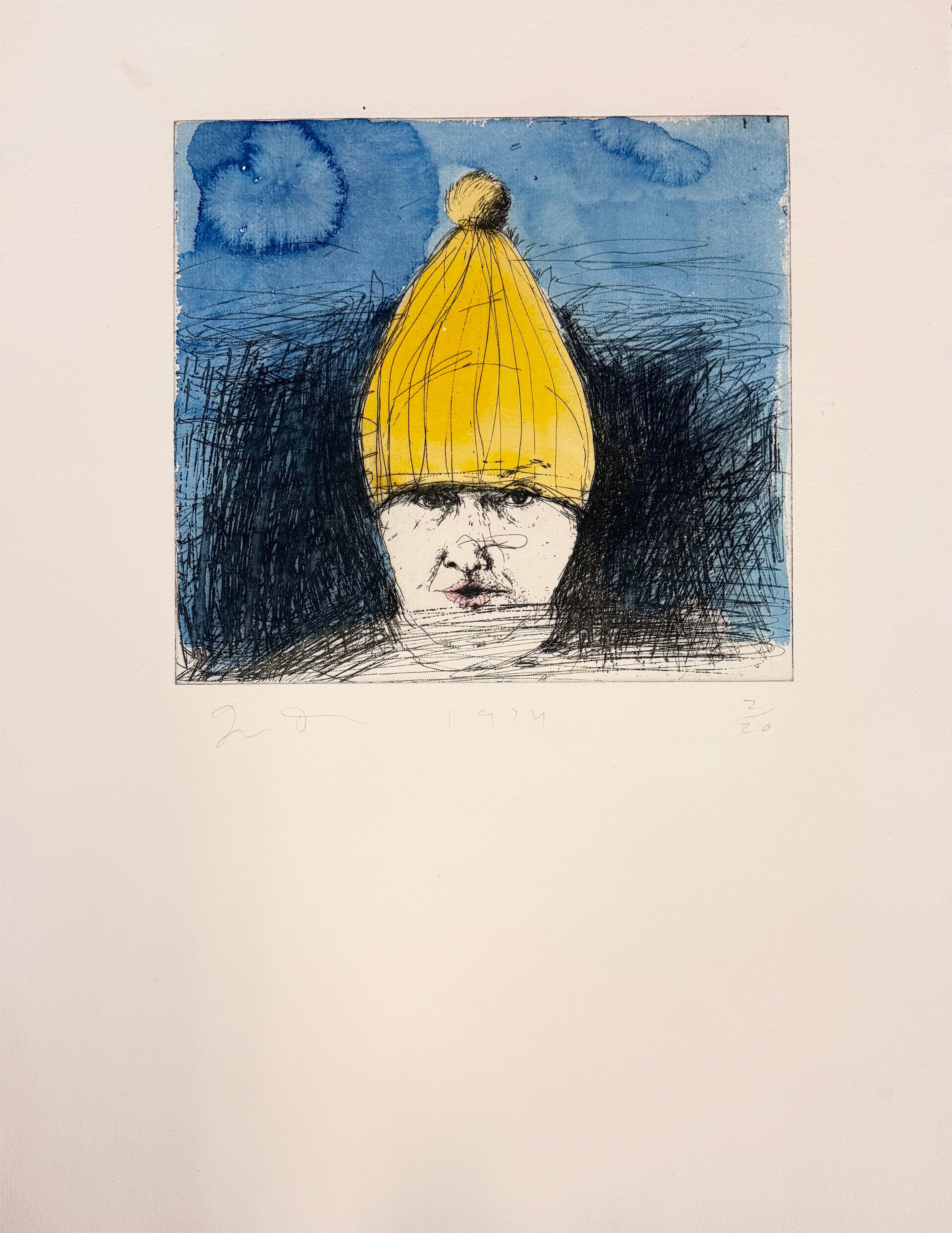 Jim Dine Portrait Print - SELF PORTRAIT IN A SKI HAT